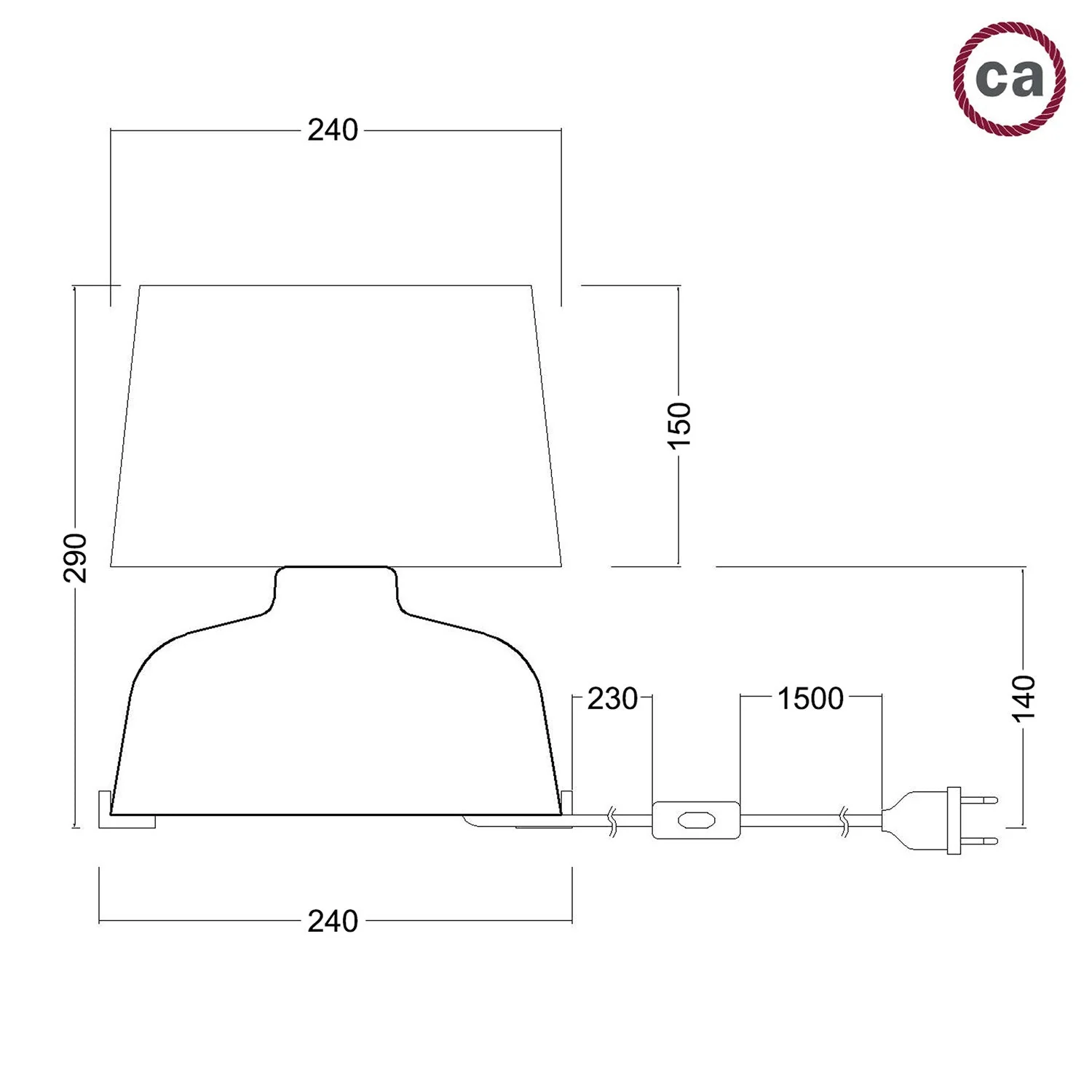 Tischleuchte aus Keramik Coppa mit Athena Lampenschirm – Weiß - Image 4