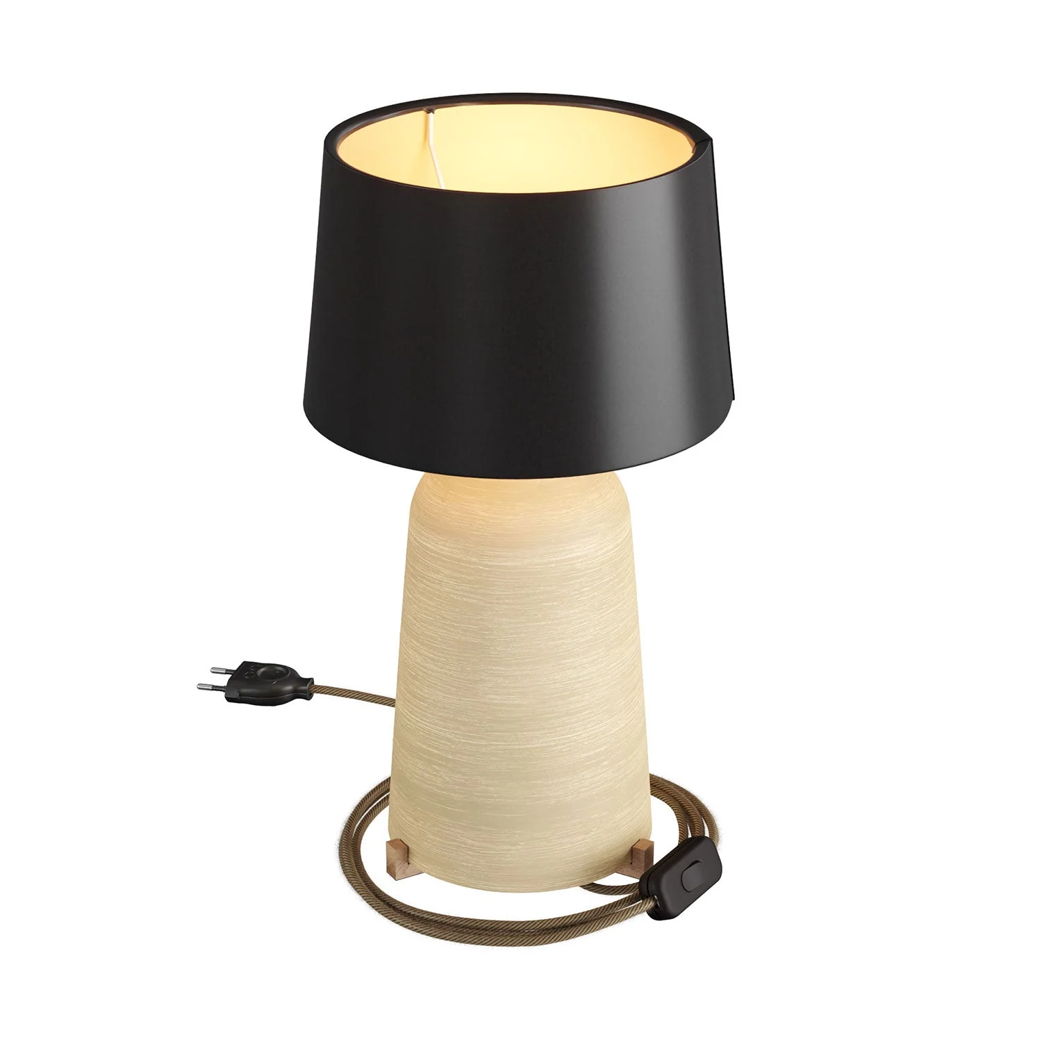 Tischlampe aus Keramikflasche mit Lampenschirm Athena – Schwarz