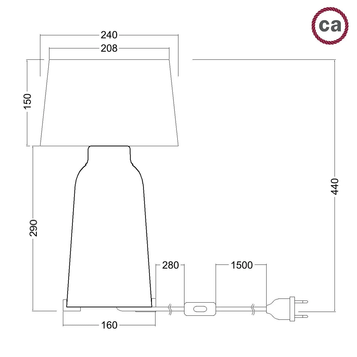 Tischlampe aus Keramikflasche mit Lampenschirm Athena – Schwarz - Image 4