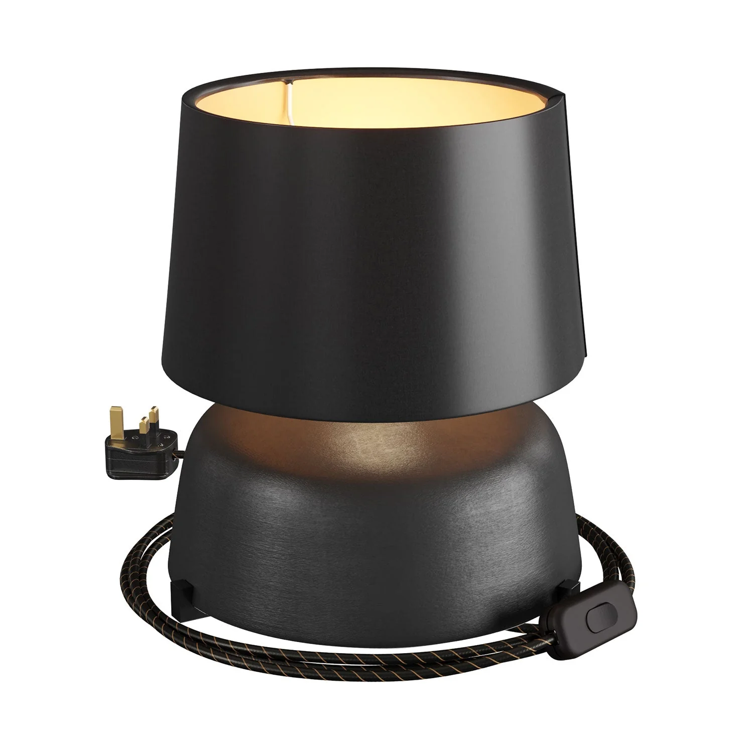 Tischleuchte aus Keramik Coppa mit Lampenschirm Athena und UK-Stecker - Schwarz