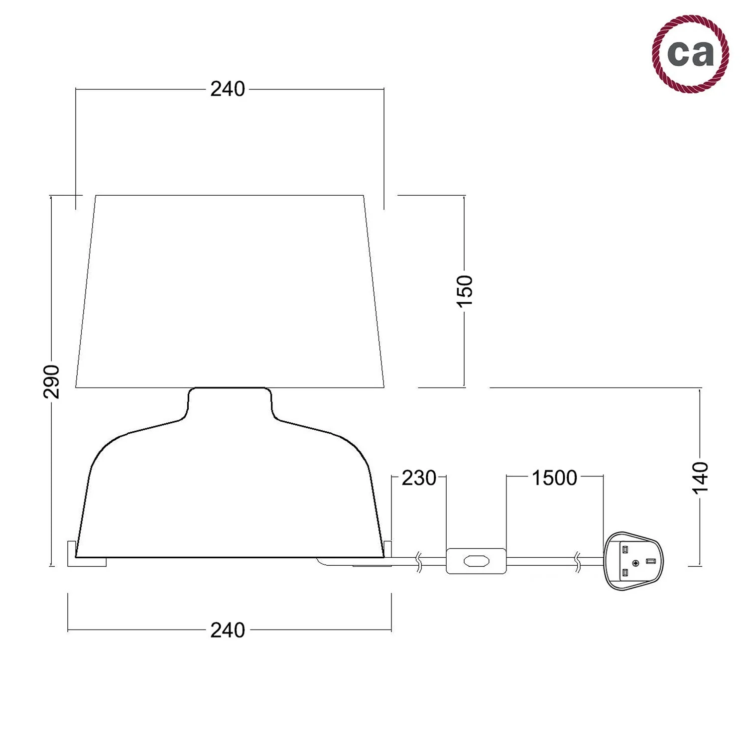 Tischleuchte aus Keramik Coppa mit Lampenschirm Athena und UK-Stecker - Schwarz - Image 4