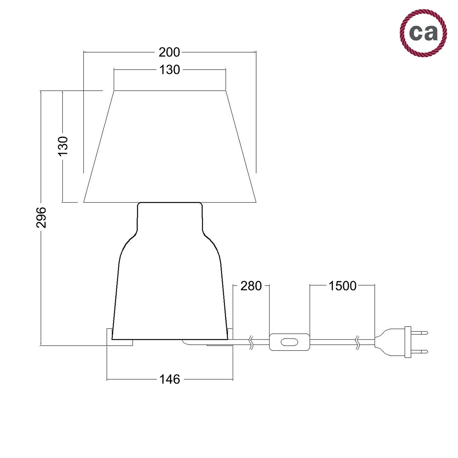Tischleuchte aus Keramik Vase mit Impero-Lampenschirm – Schwarz - Image 4