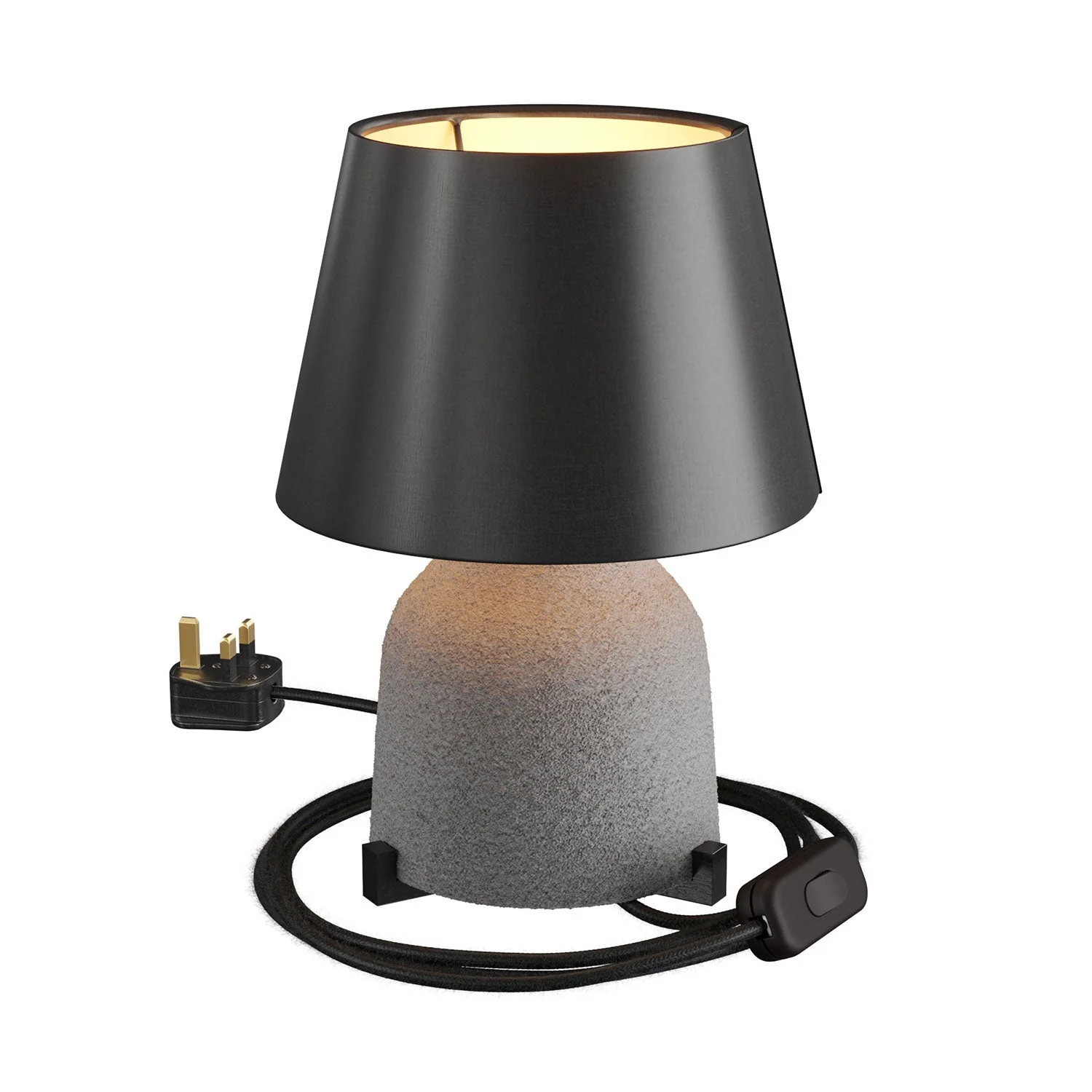 Tischlampe aus Keramik Vaso mit Lampenschirm Impero und UK-Stecker - Schwarz