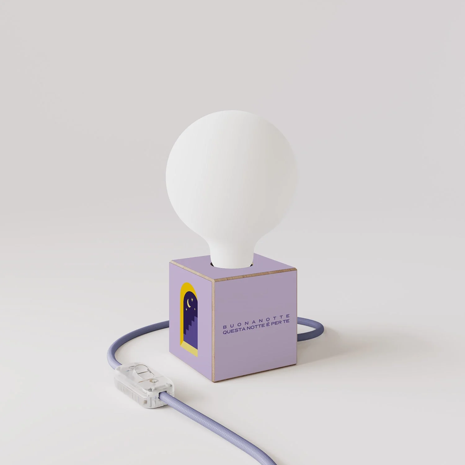 Tischlampe Cubetto „Buonanotte fiorellino“ mit Glühbirnen-Globe in Porzellanoptik - Santomanifesto - Image 3