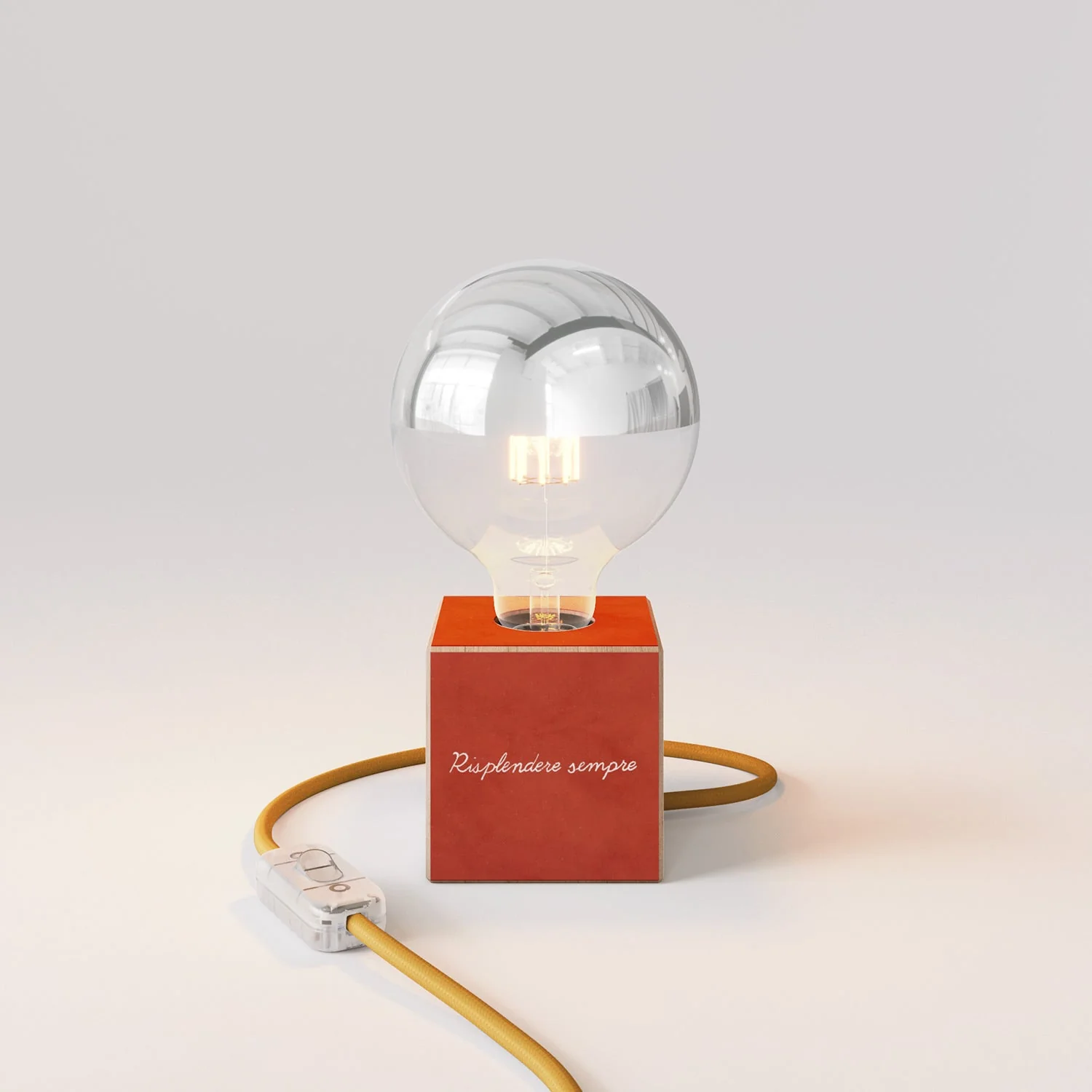Tischlampe Cubetto „Il sole“ mit Glühbirnen-Globe, halbverspiegelte Silberkugel - Santomanifesto - Image 4