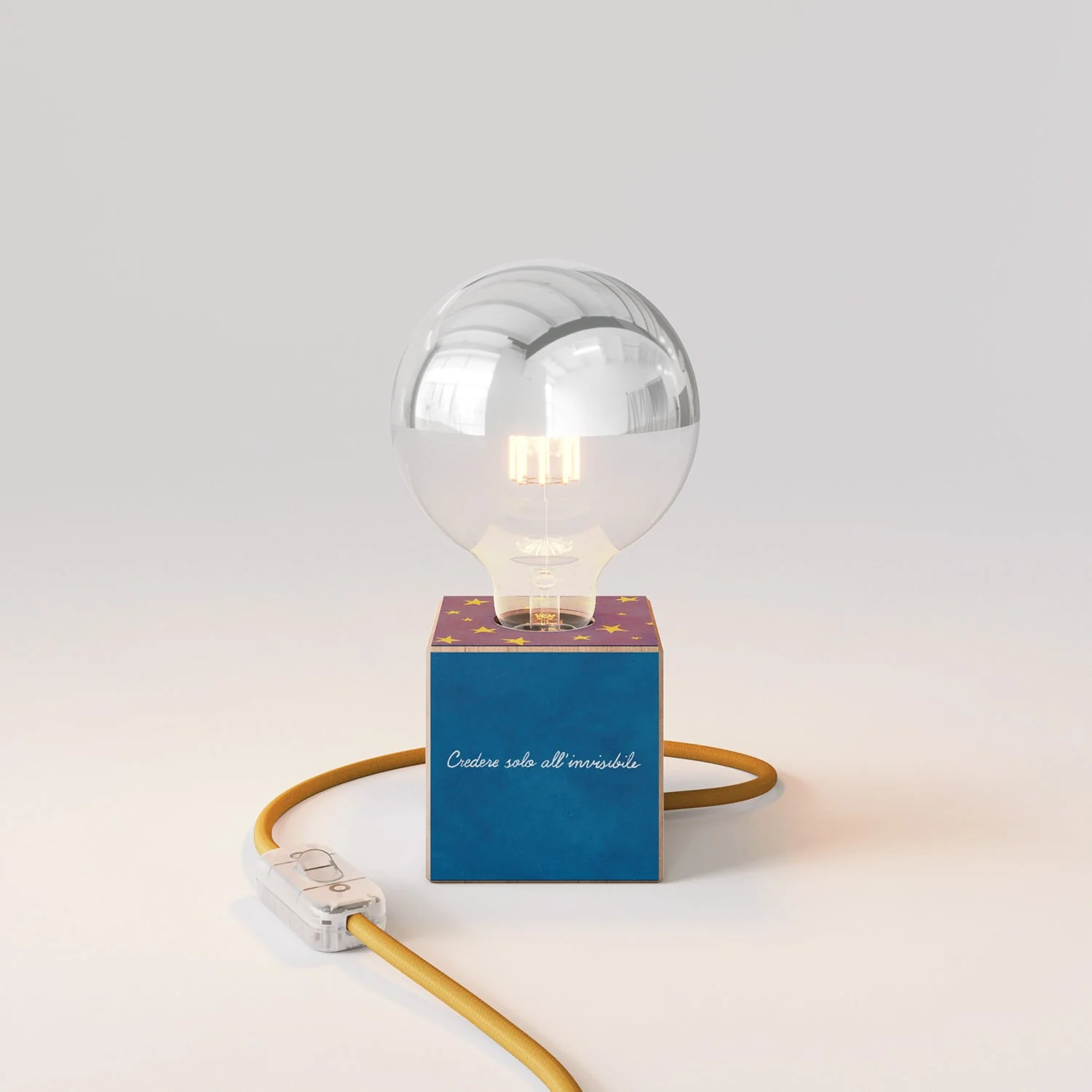 Tischleuchte Cubetto „La luna“ mit Glühbirne Globe Halbkugel Silber – Santomanifesto - Image 4