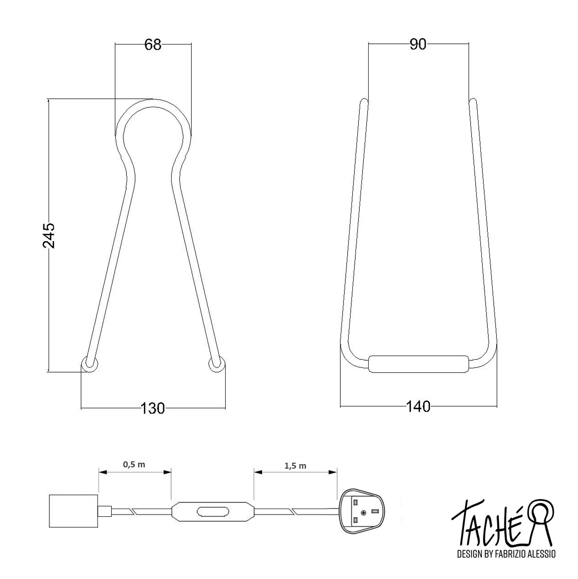 Tischleuchte Taché Metall mit UK-Stecker - Schwarz - Image 5