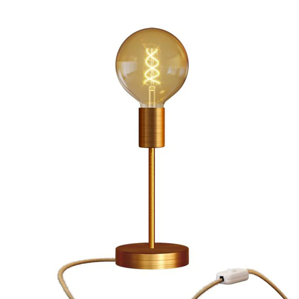 Alzaluce Globo Tischleuchte aus Metall mit UK-Stecker – Satin-Kupfer
