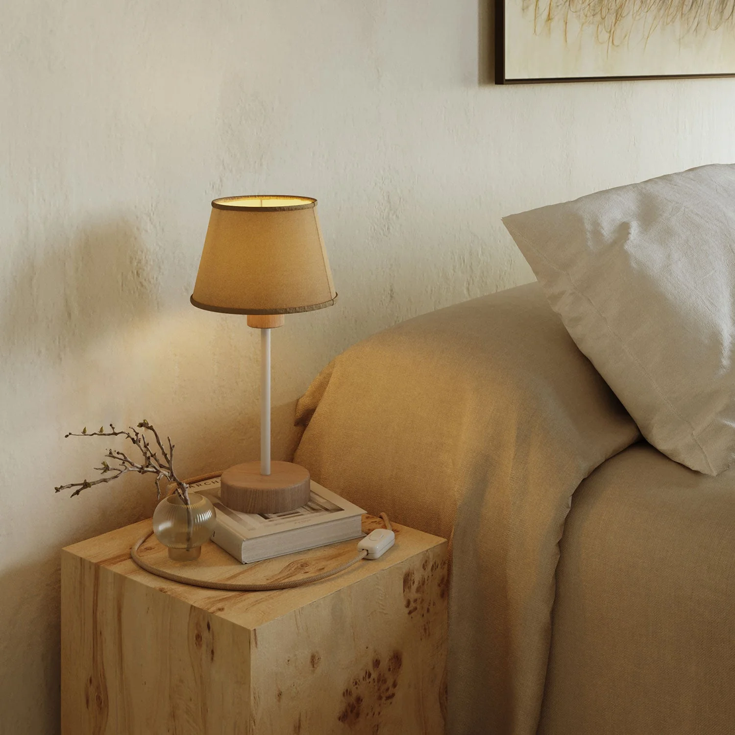 Tischlampe aus Holz mit Impero-Schirm – Alzaluce Wood – Neutral - Image 2