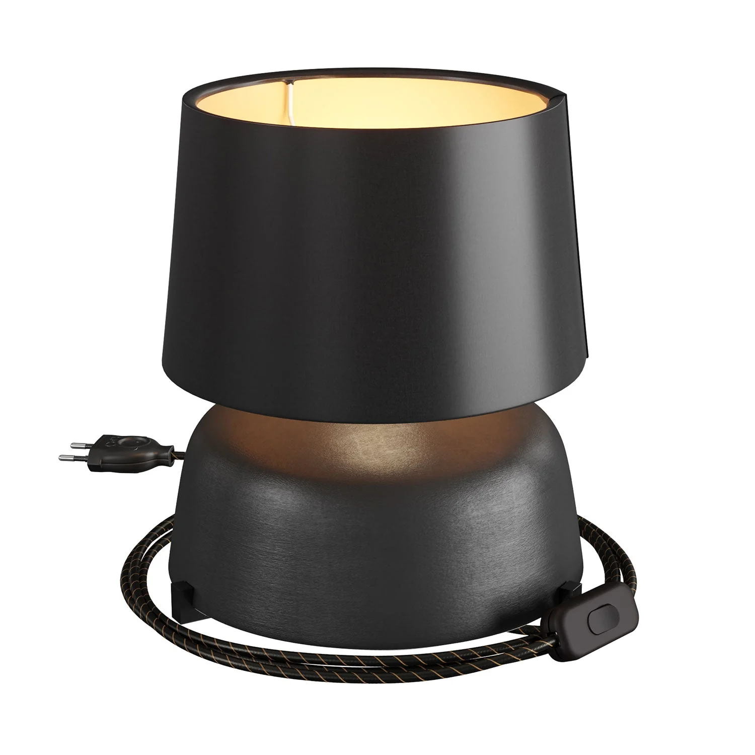 Tischlampe aus Keramik Schale mit Lampenschirm Athena - Schwarz