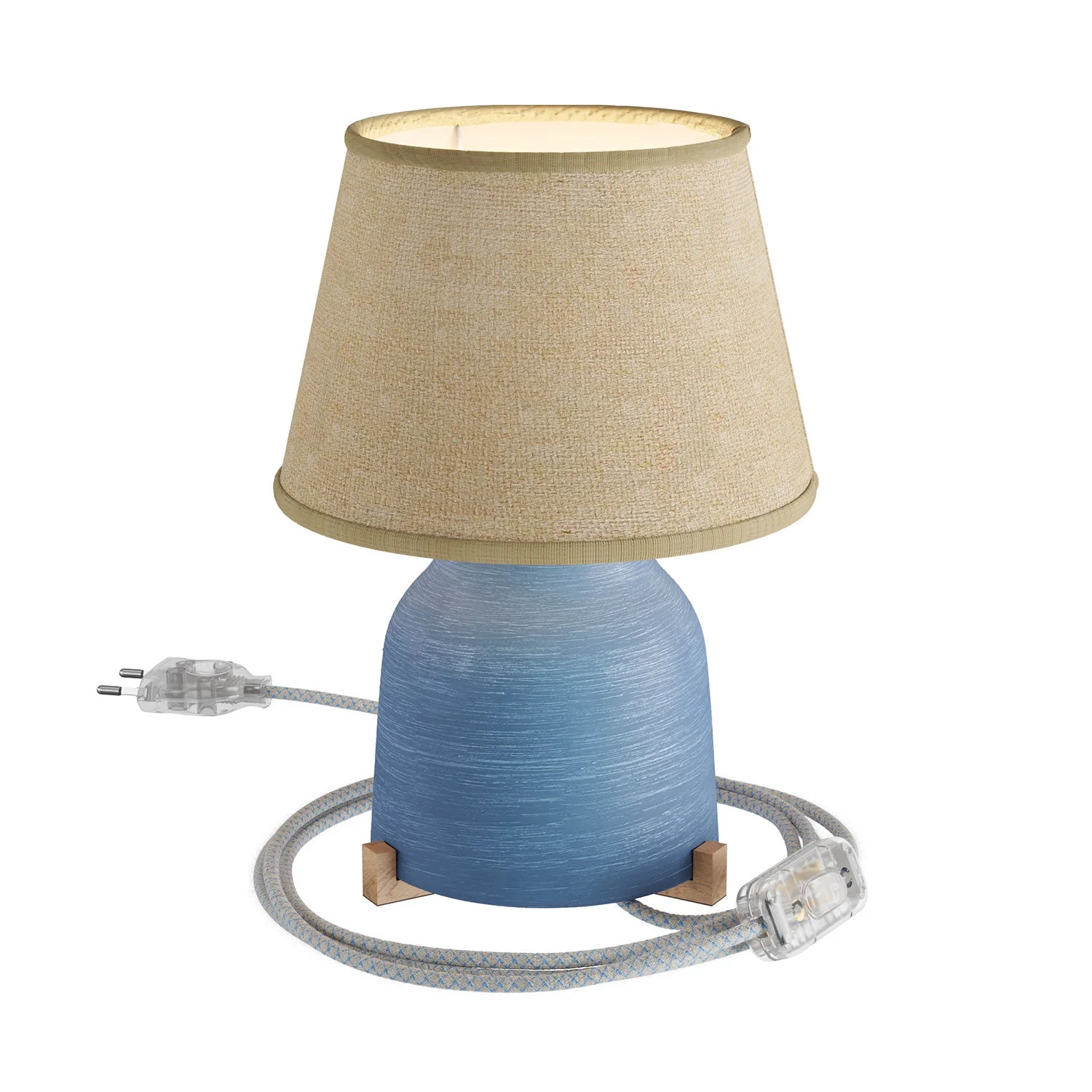 Keramik-Tischlampe Vaso mit Lampenschirm Impero – Natürlicher Jute