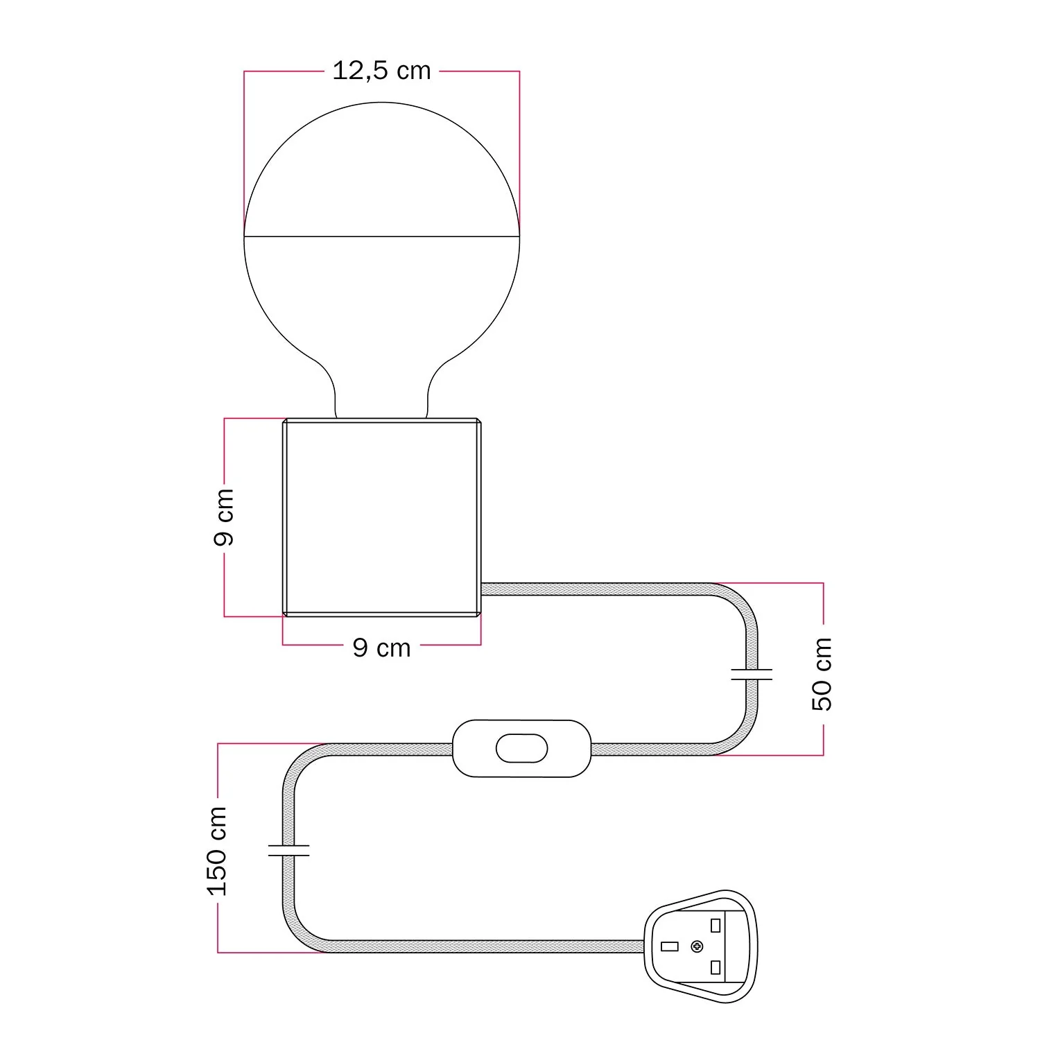 Tischlampe Cubetto „La luna“ mit englischem Stecker und globeförmiger Glühbirne, halbversilbert – Santomanifesto - Image 7