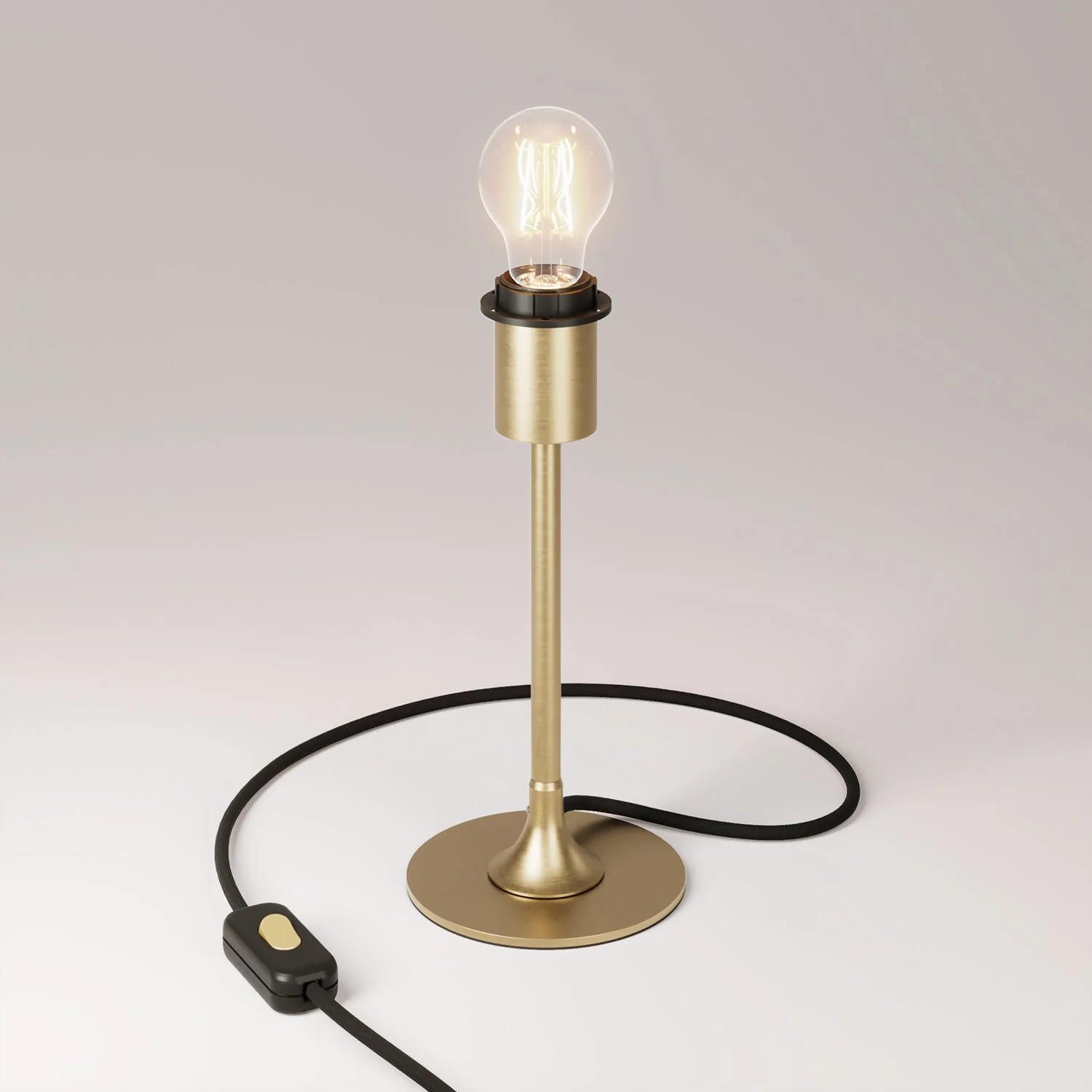 Tischleuchte MAG-Y mit runder Metallbasis, vorbereitet für Lampenschirm und UK-Stecker - Satiniertes Bronze