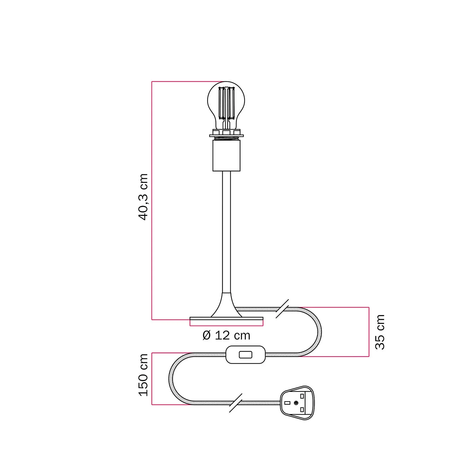 Tischleuchte MAG-Y mit runder Metallbasis, vorbereitet für Lampenschirm und UK-Stecker - Satiniertes Bronze - Image 4