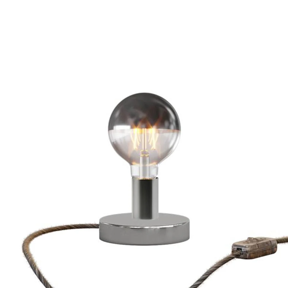 Tischleuchte Posaluce Half Cup aus Metall – Chrom
