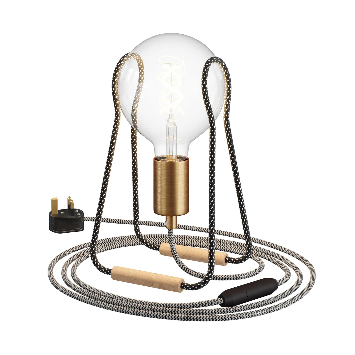 Tischleuchte Taché Metal mit UK-Stecker – Schwarz und Weiß