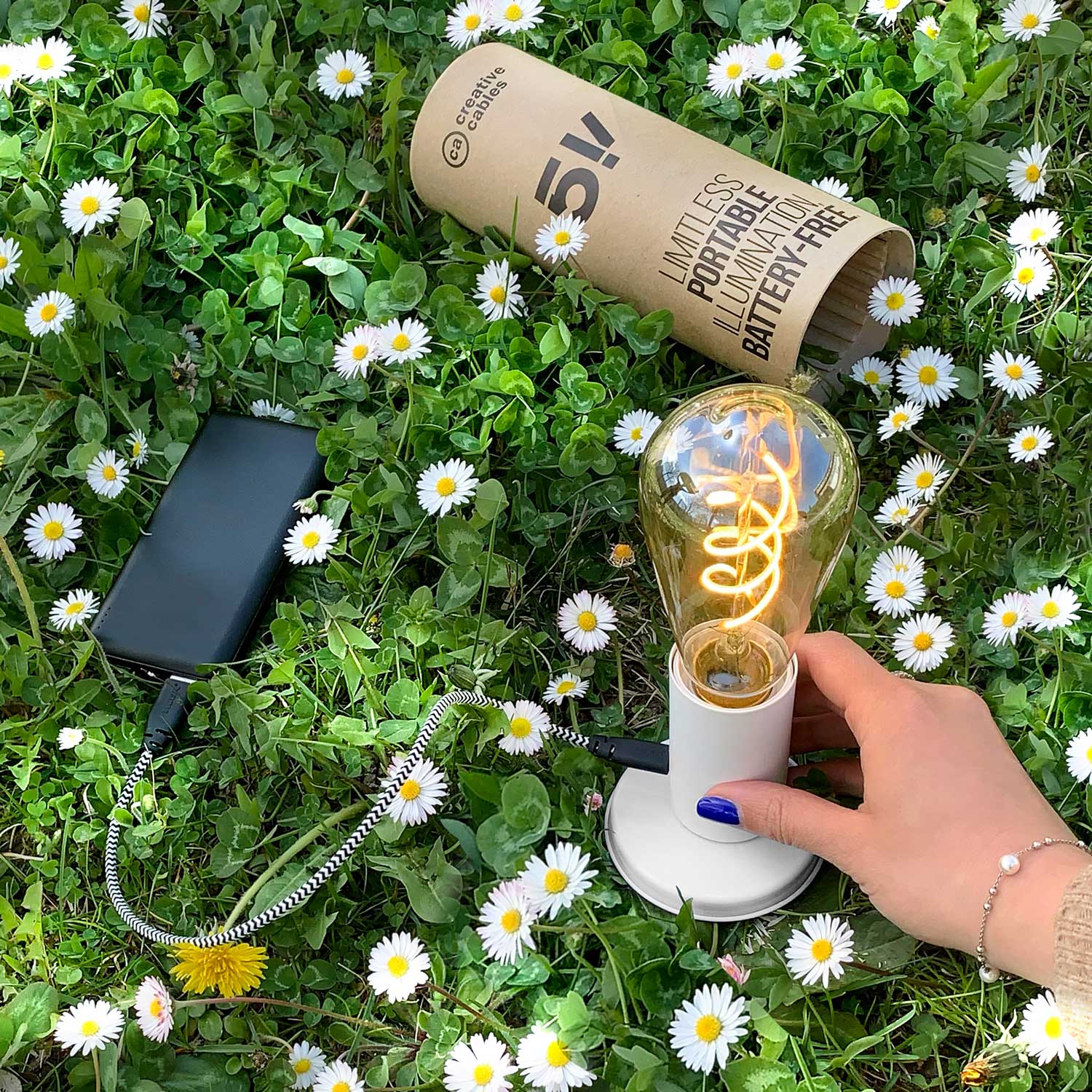 Tragbare Lampe in Geschenkverpackung SI! mit 5 Volt – Mattweiß - Image 2