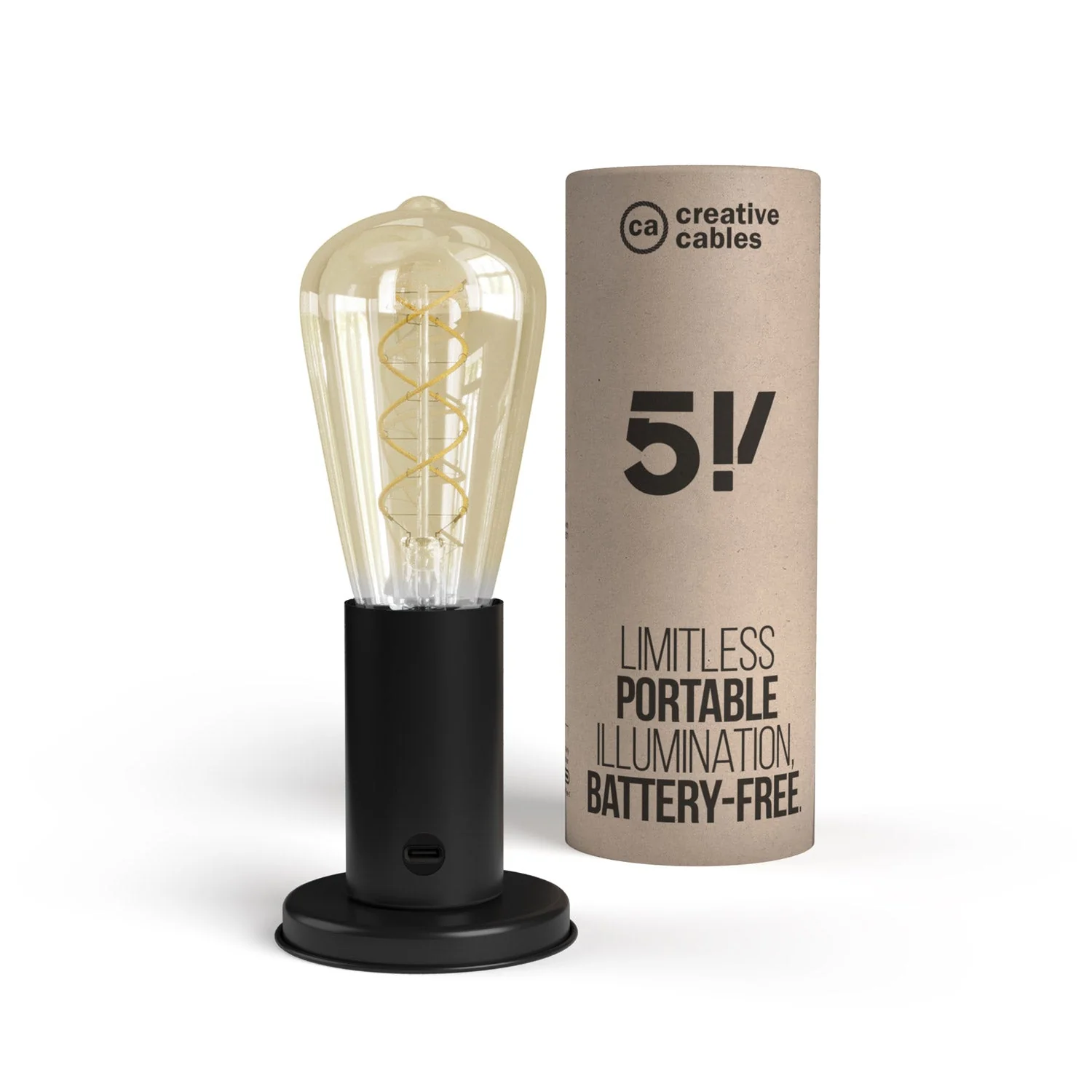 Tragbare Lampe in Geschenkverpackung SI! mit 5 Volt - Schwarz