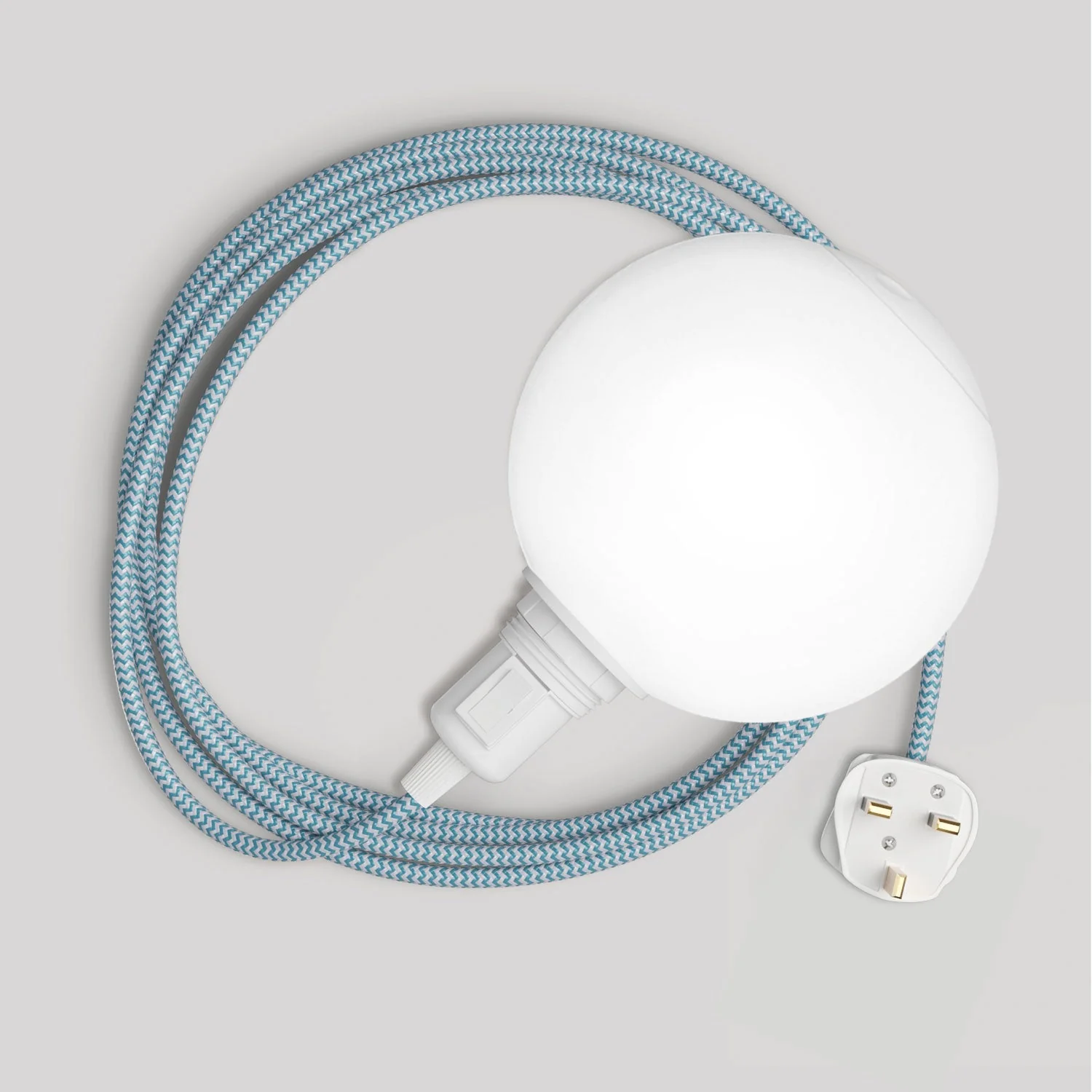 Tragbare Snake-Lampe mit Schalter an der Lampenfassung, UK-Stecker, unzerbrechlichem Unbreak-a-Ball Lampenschirm und RZ11-Kabel.