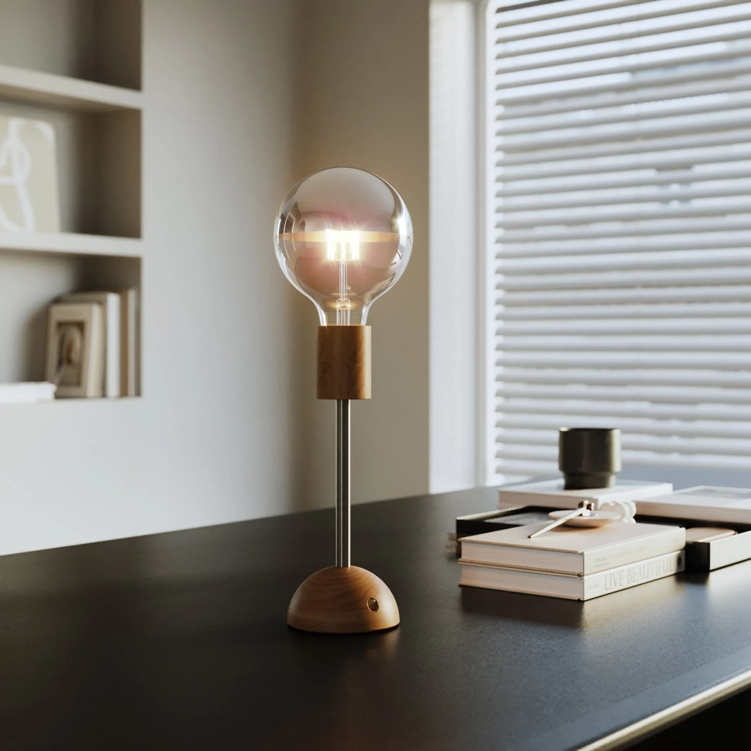 Tragbare, wiederaufladbare Lampe Cabless02 mit Globe-Leuchtmittel, Halbkugel Silber – Neutral - Image 4