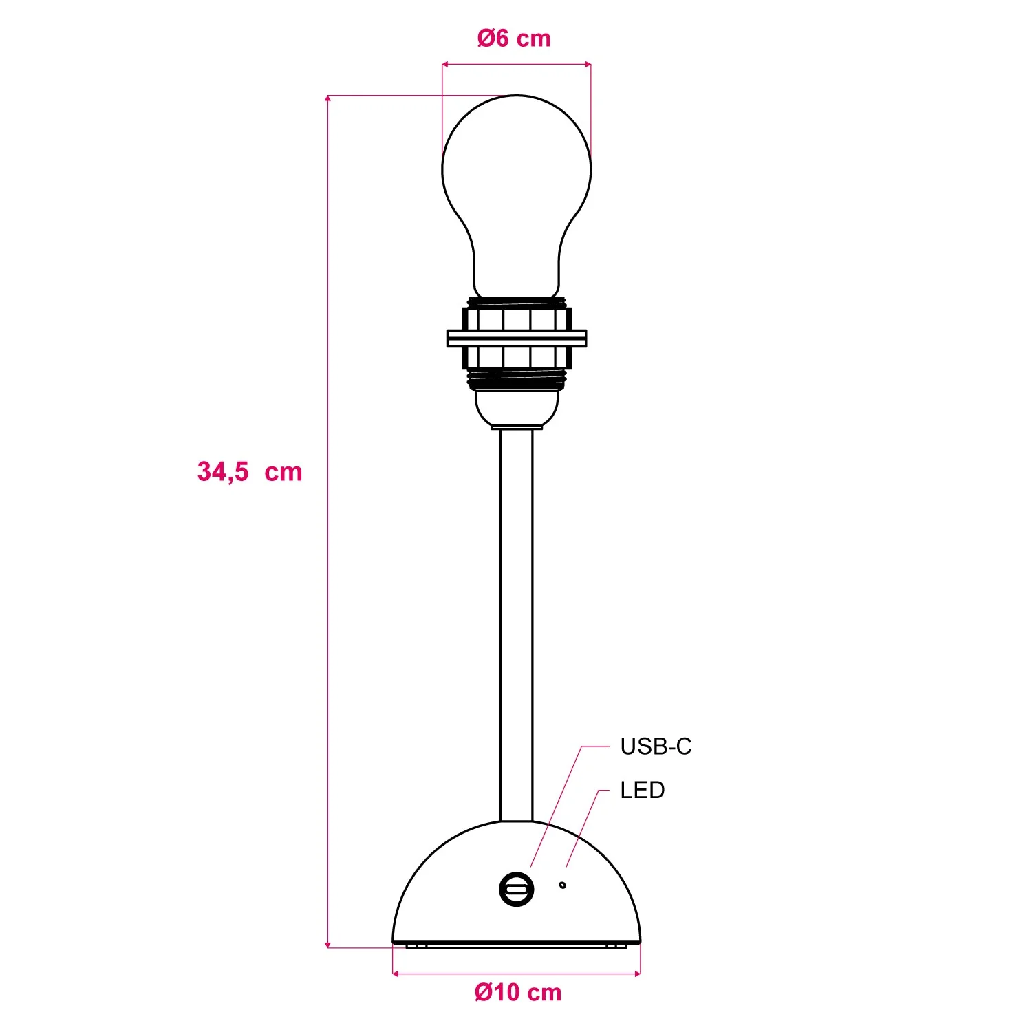 Tragbare und wiederaufladbare Leuchte Cabless12 mit Tropfenbirne und Lampenschirmfassung - Neutral - Image 6