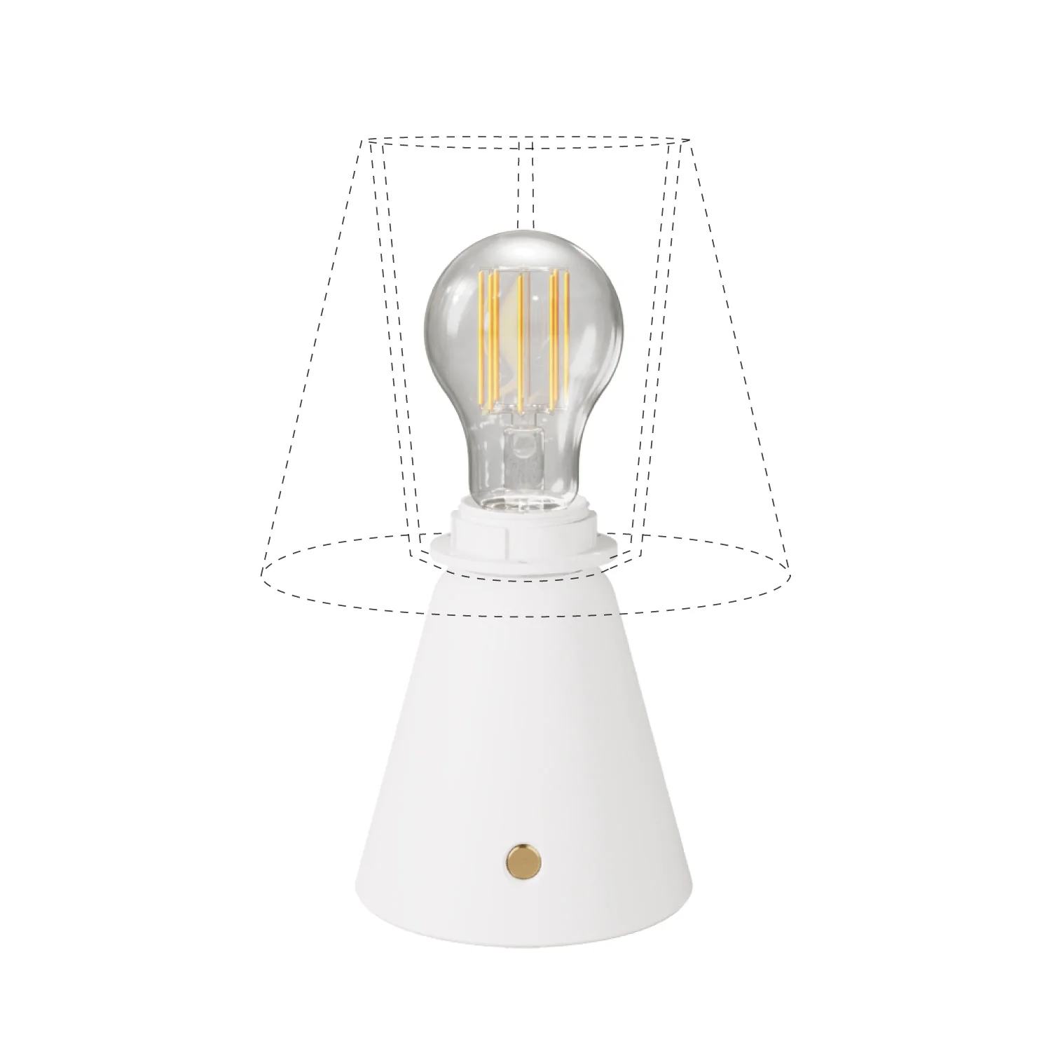 Kabellose, wiederaufladbare Cabless11-Tischlampe mit Tropfenbirne und Vorrichtung für Lampenschirm – Weiß - Image 2