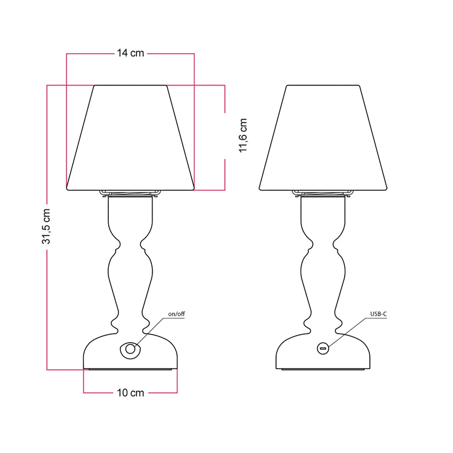 Tragbare, aufladbare Cabless14-Lampe mit Tropfen-Leuchtmittel und Lampenschirm – Weiß - Image 5