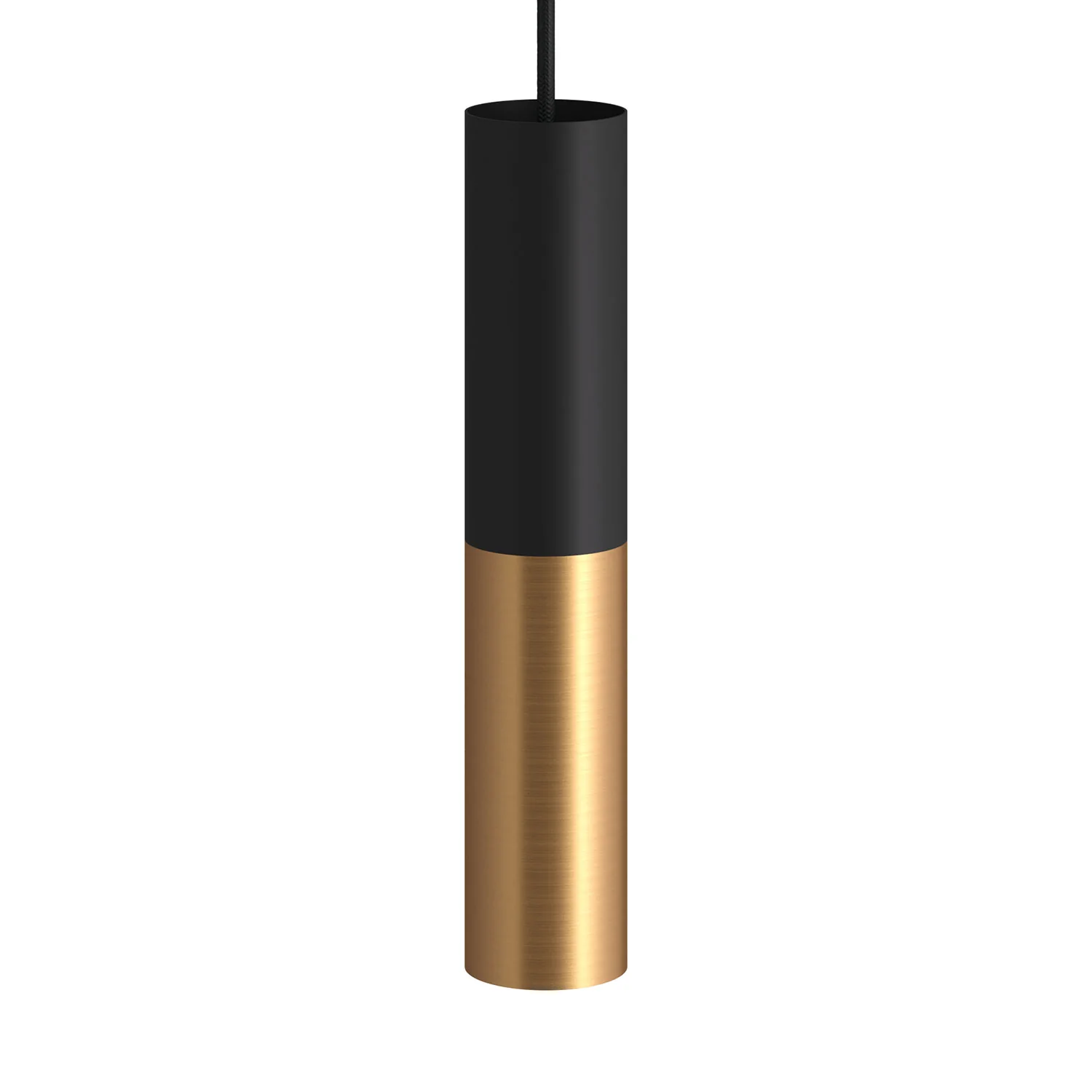Tub-E12, doppeltes Metalrohr-Spotlight, mit doppeltem E12-Fassungsring – Schwarz und gebürstetes Bronze