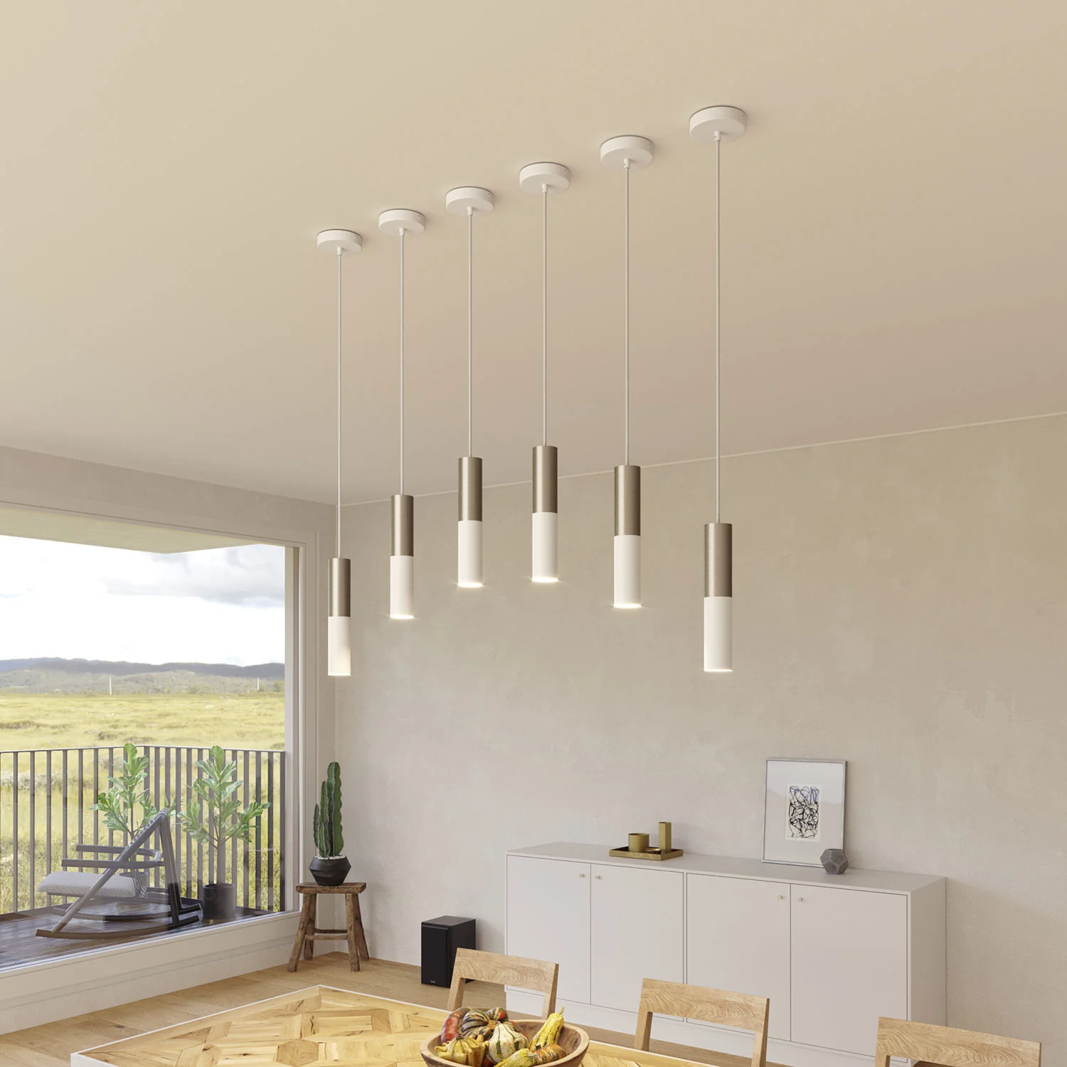 Tub-E12, doppelter Metall-Spotschlauch, mit E12 Doppelfassung - Mattweiß und Gebürstetes Titan - Image 5