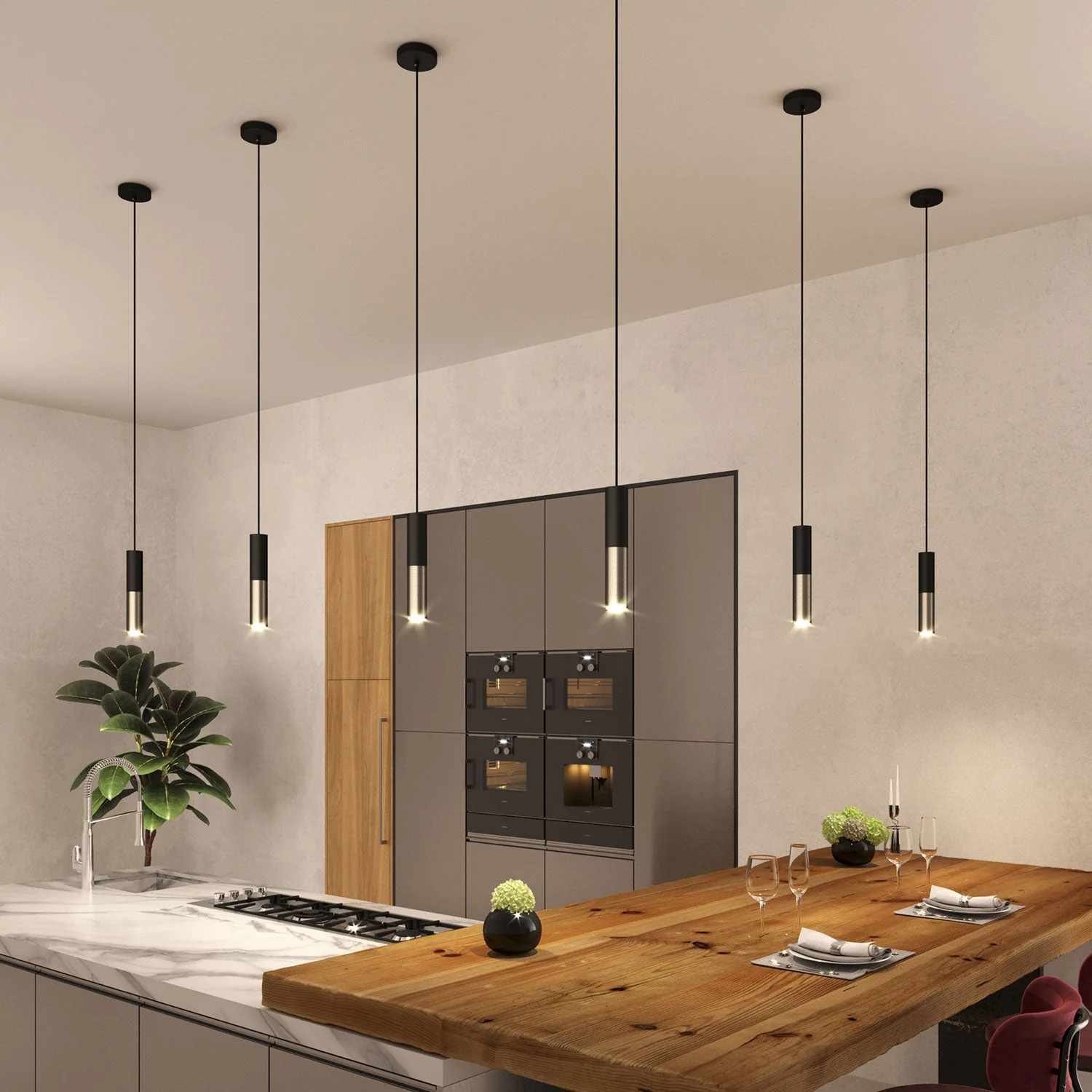 Tub-E14, doppeltes Metallrohr für Spot mit E14-Doppelmutter-Fassung – Schwarz und satiniertes Titan - Image 4