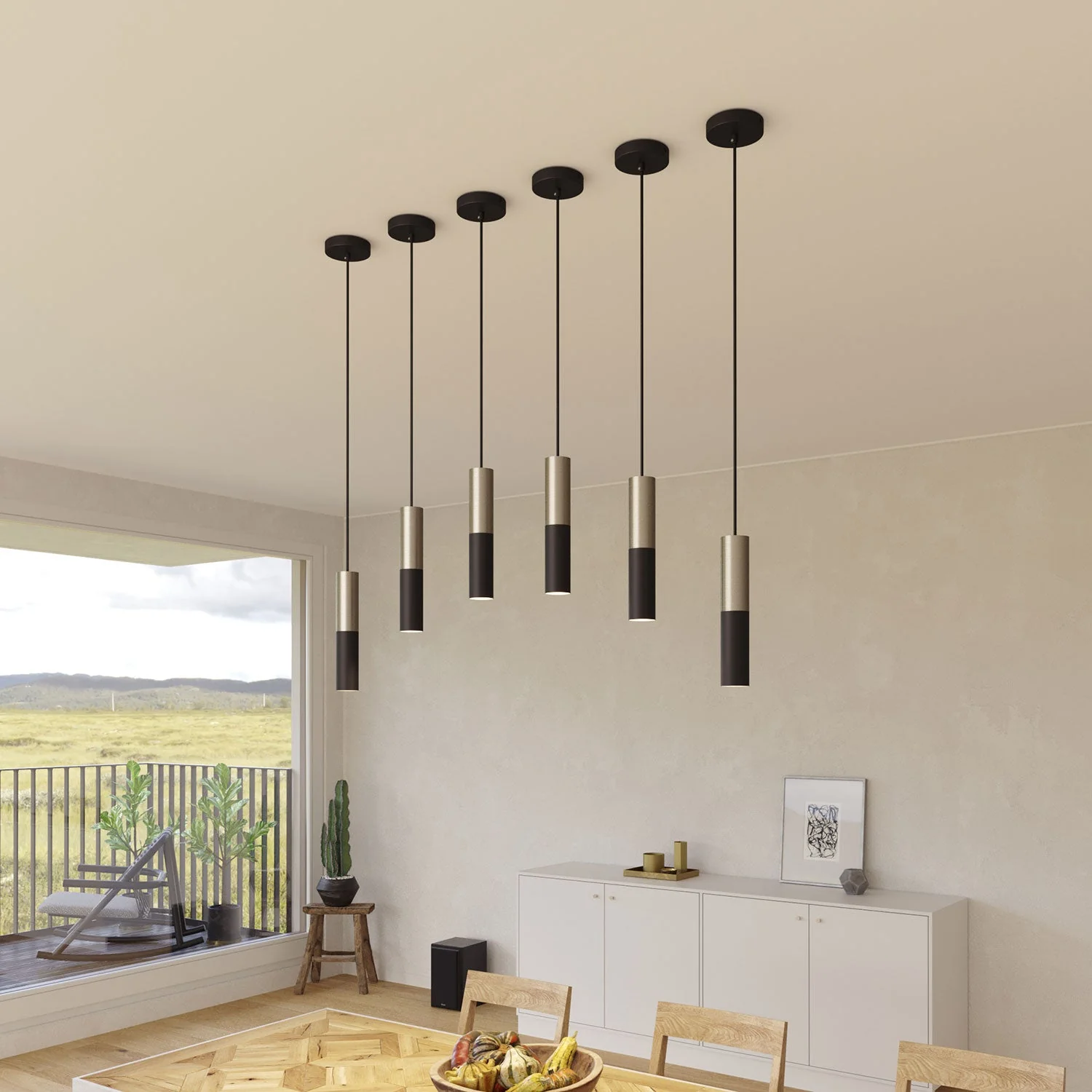 Tub-E14, doppeltes Metallrohr für Spot mit E14-Doppelmutter-Fassung – Schwarz und satiniertes Titan - Image 5