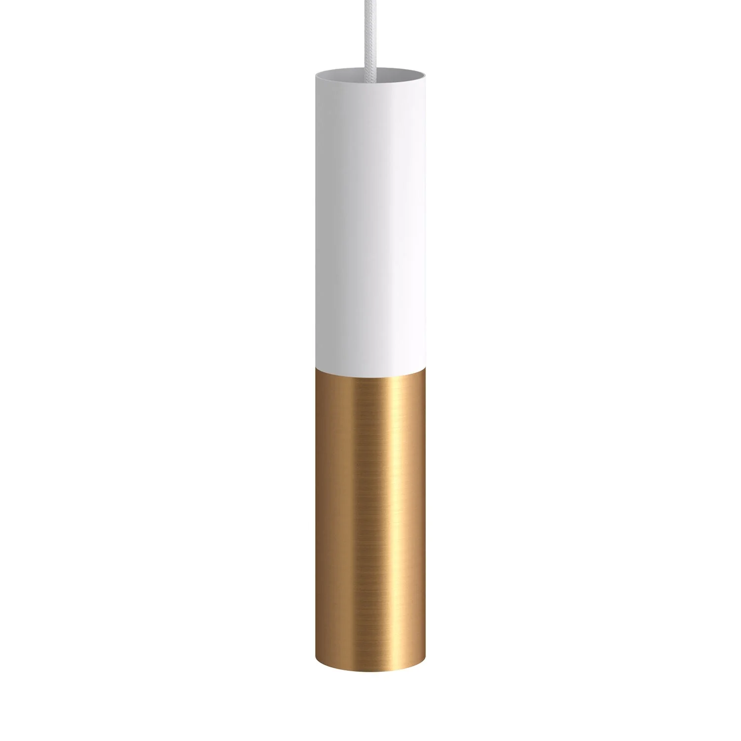 Tub-E14, doppeltes Metallrohr für Spot mit E14-Doppelmutter-Fassung – Mattweiß und Satin-Bronze