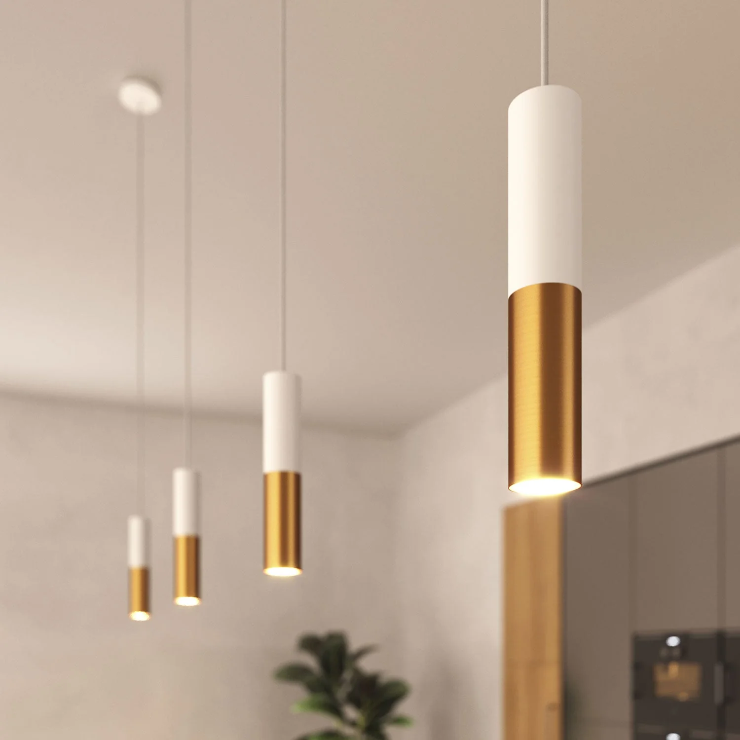 Tub-E14, doppeltes Metallrohr für Spot mit E14-Doppelmutter-Fassung – Mattweiß und Satin-Bronze - Image 6