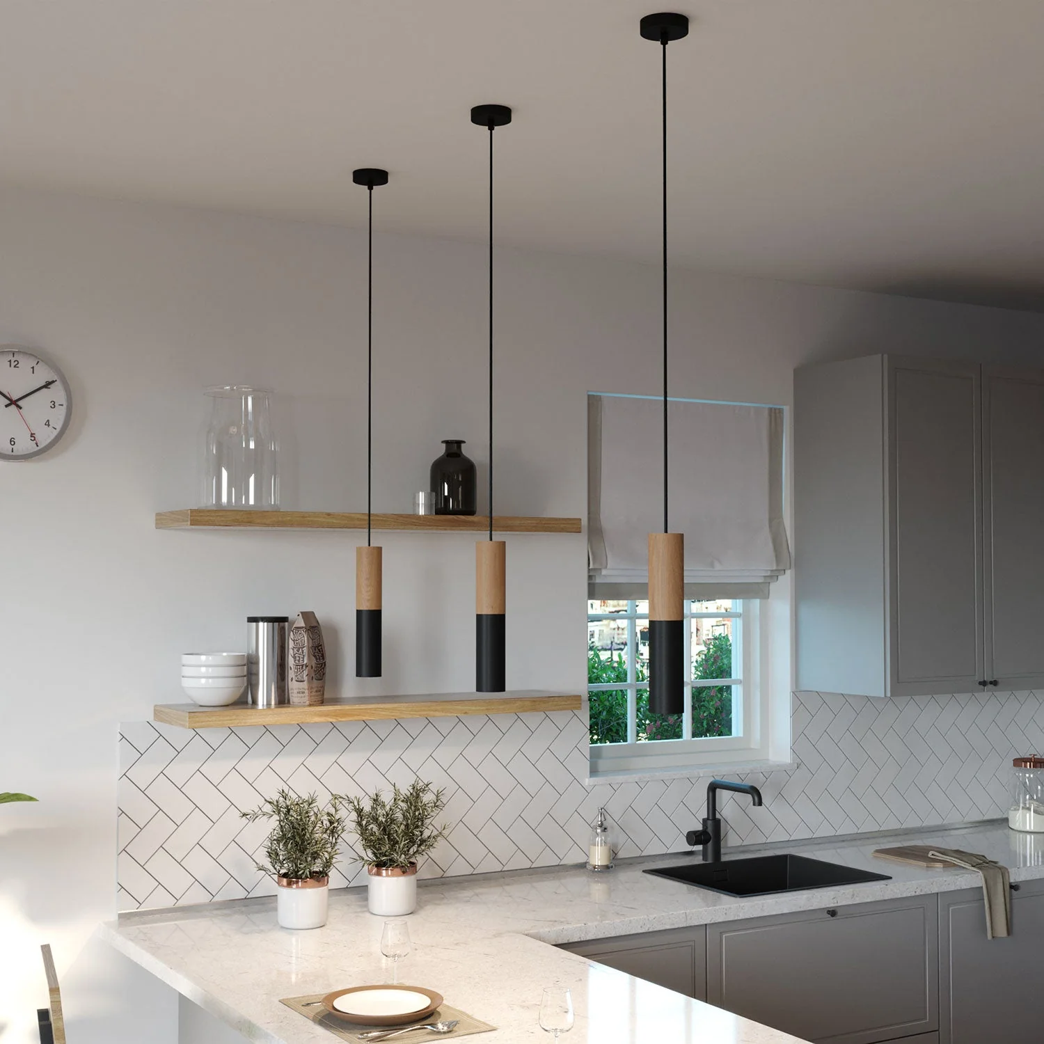 Tub-E14, Röhrchen aus Holz und Metall für Spot mit Doppelring E14-Fassung – Neutral & Schwarz - Image 4