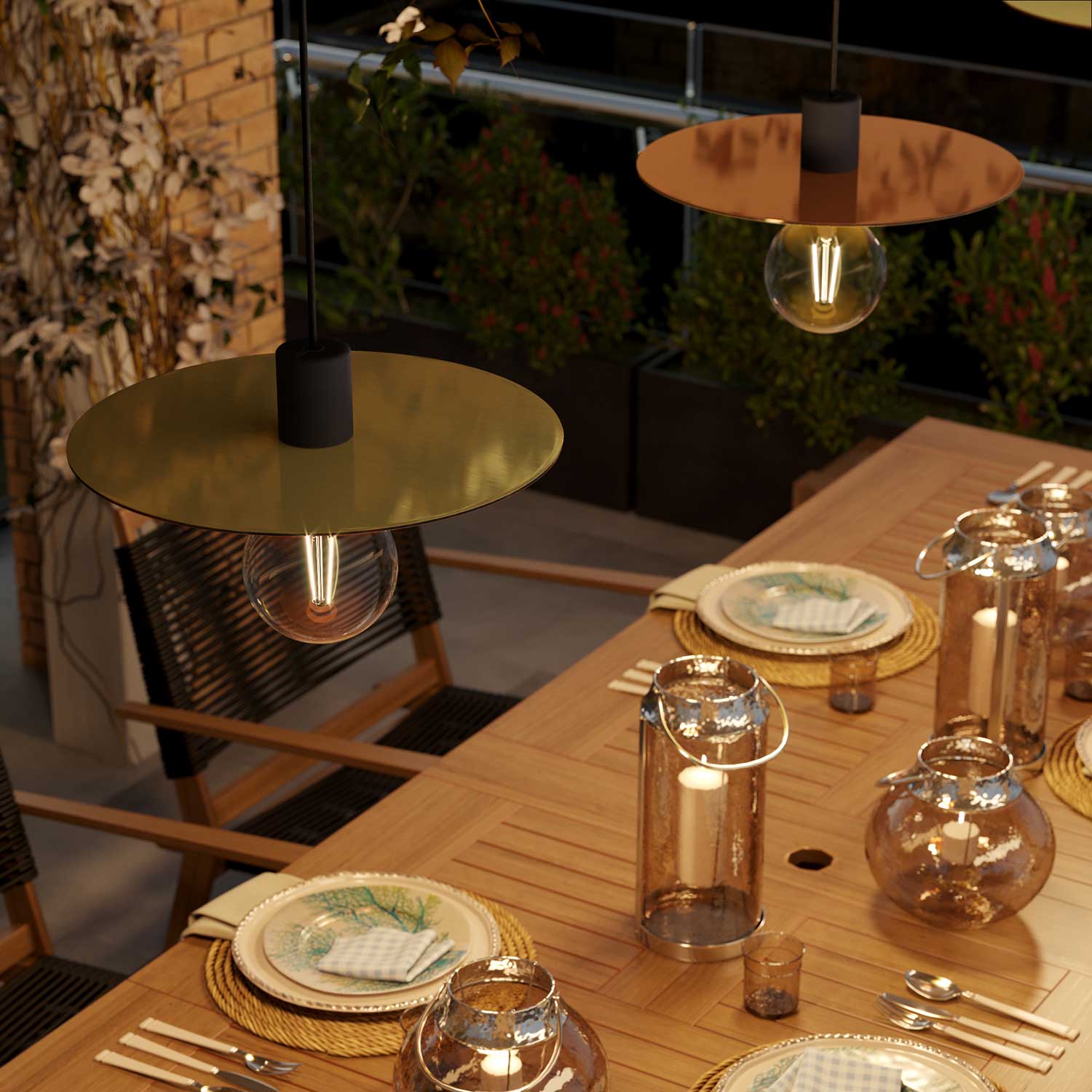 Ellepì Übergröße-Teller aus Dibond für Outdoor-Pendelleuchten, Durchmesser 40 cm – Made in Italy – Kupfer und Bronze - Image 3