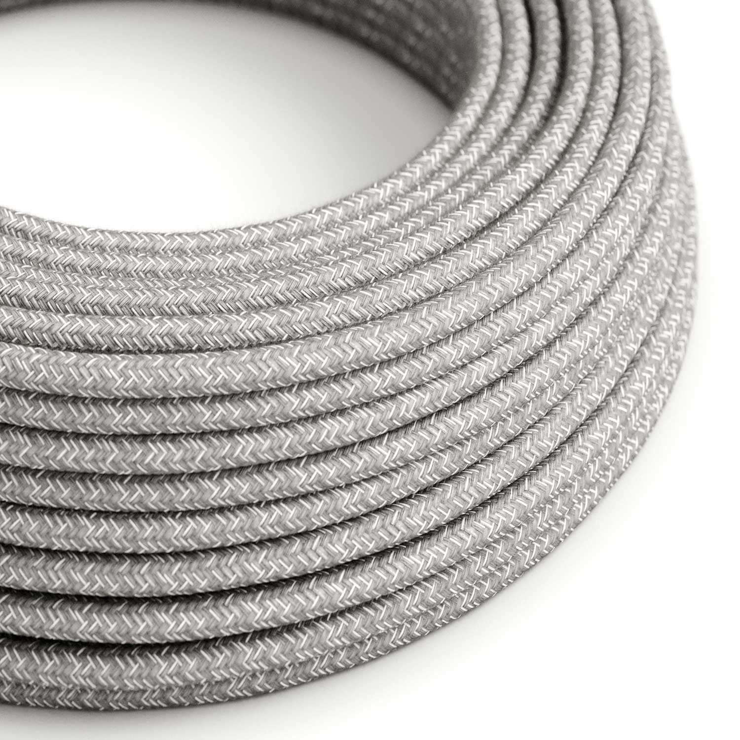 Elektrikkabel Ultra Soft aus Silikon und ummantelt mit Leinen in Grau Melange – RN02 rund 2x0,75 mm