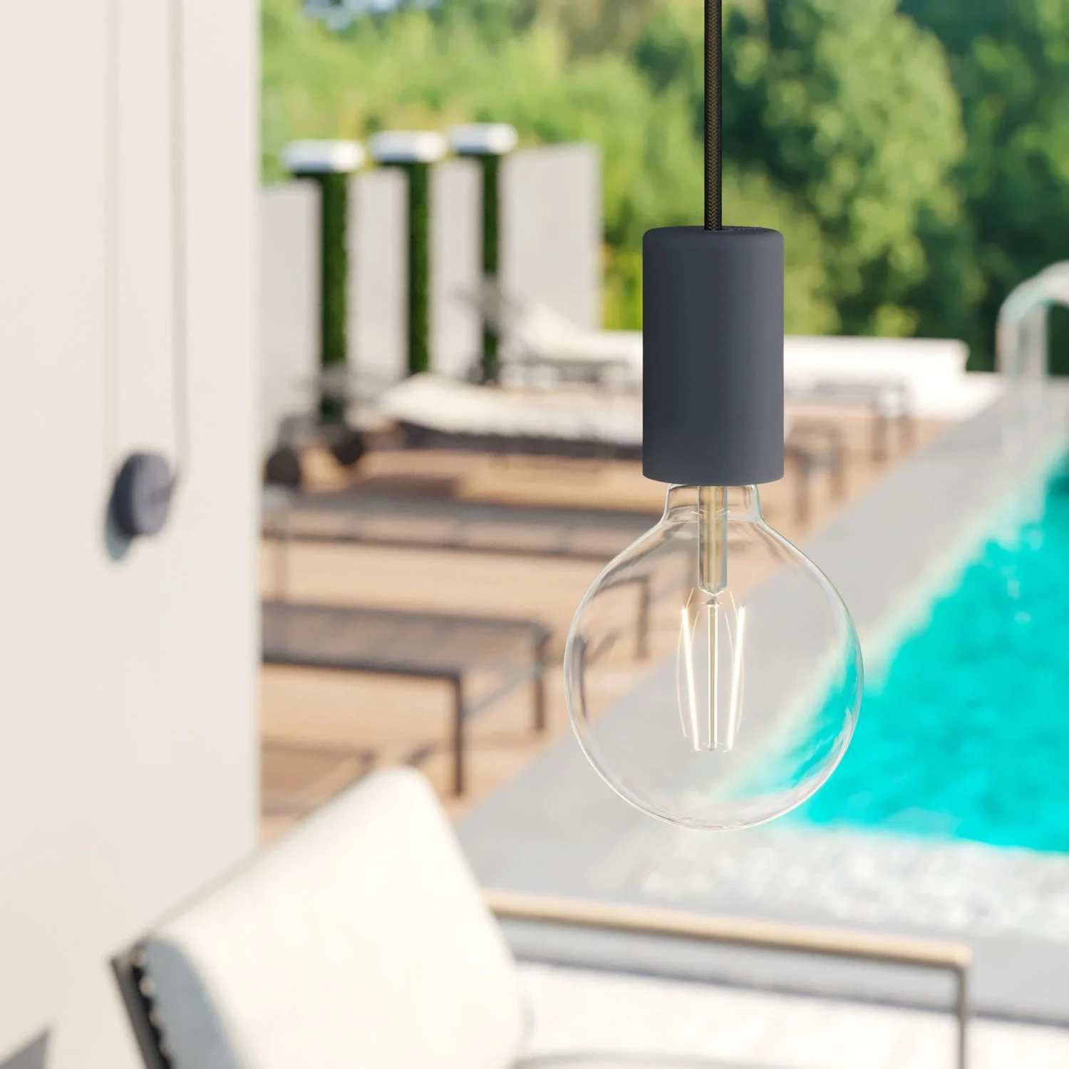 UV-beständiges rundes Elektrokabel mit schwarzem SM04-Stoffbezug für den Außenbereich – kompatibel mit Eiva Outdoor - Image 3