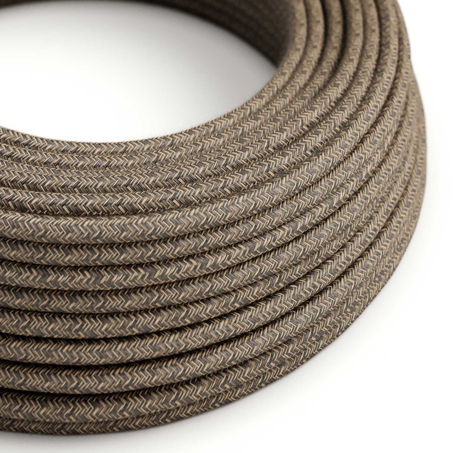 UV-beständiges rundes Elektrokabel mit naturbraunem Leinen SN04 für den Außenbereich – Kompatibel mit Eiva Outdoor
