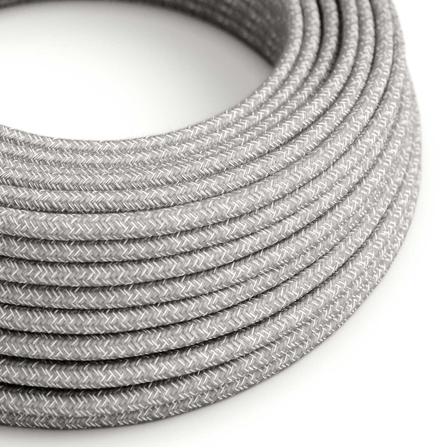 UV-beständiges rundes Stromkabel mit natürlich grauer SN02-Leinen-Ummantelung für den Außeneinsatz – Kompatibel mit Eiva Outdoor