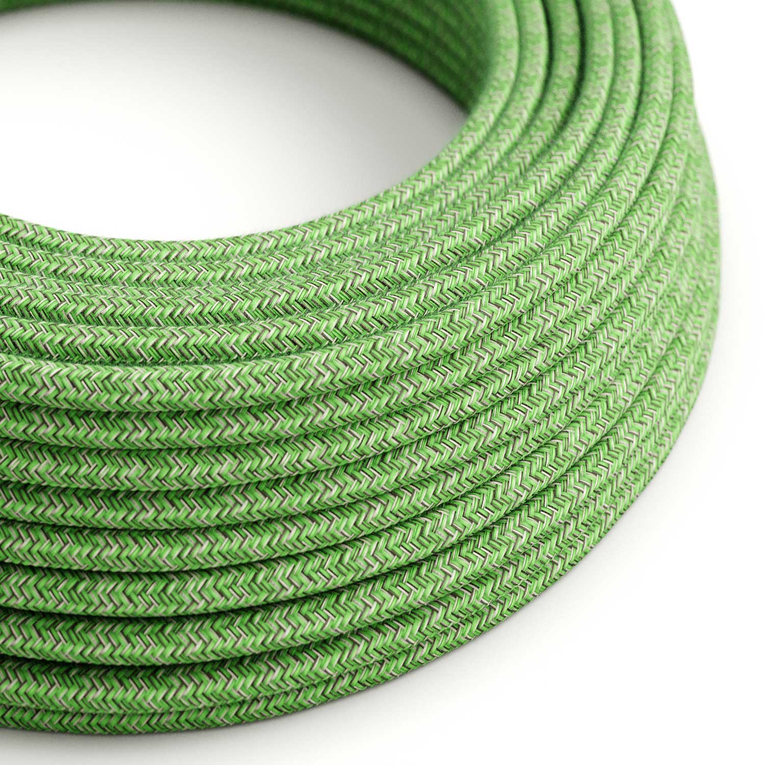 UV-beständiges rundes Elektrokabel mit grüner Pixel Bronte SX08 Baumwoll-Ummantelung für den Außeneinsatz – Kompatibel mit Eiva Outdoor