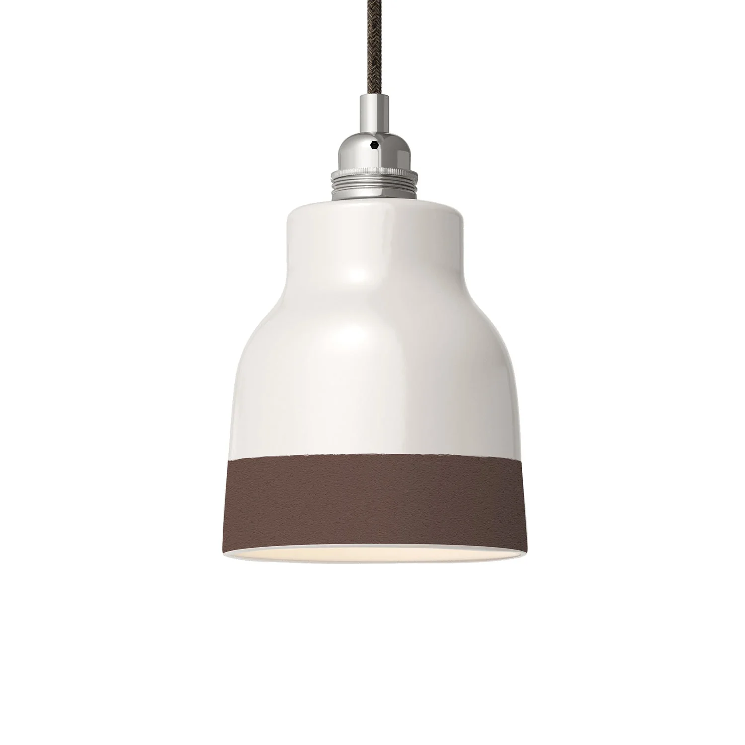 Zweifarbiger Vasenlampenschirm aus Keramik Weiß und Braun, Kollektion Materia - Made in Italy