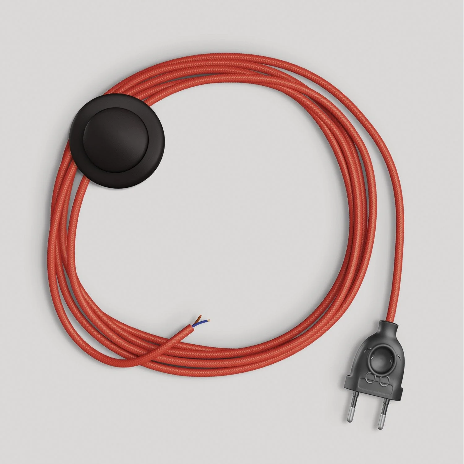 Lampenkabelsatz für Lampe mit glänzend rotem Textilkabel 3 m - Image 4