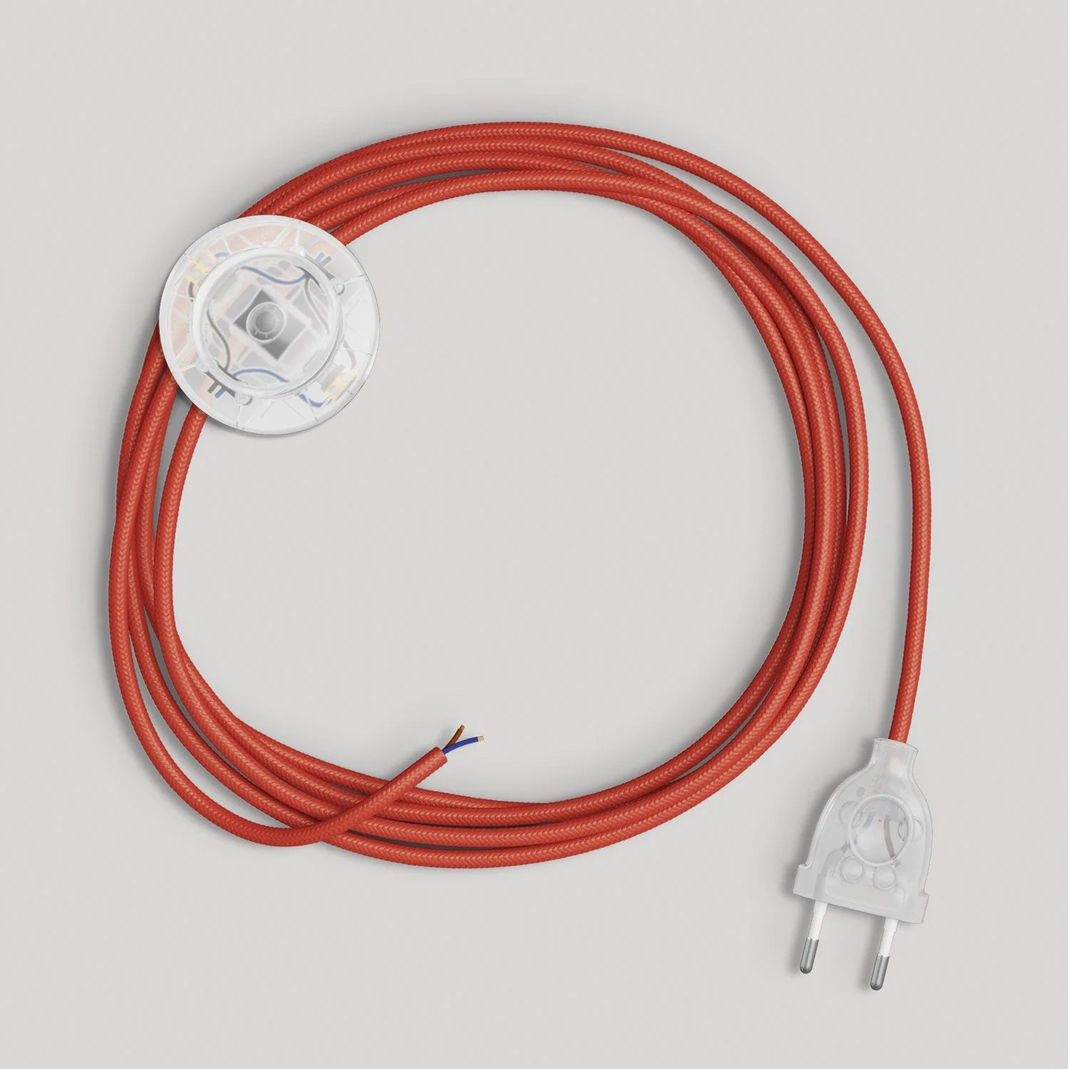 Lampenkabelsatz für Lampe mit glänzend rotem Textilkabel 3 m - Image 5