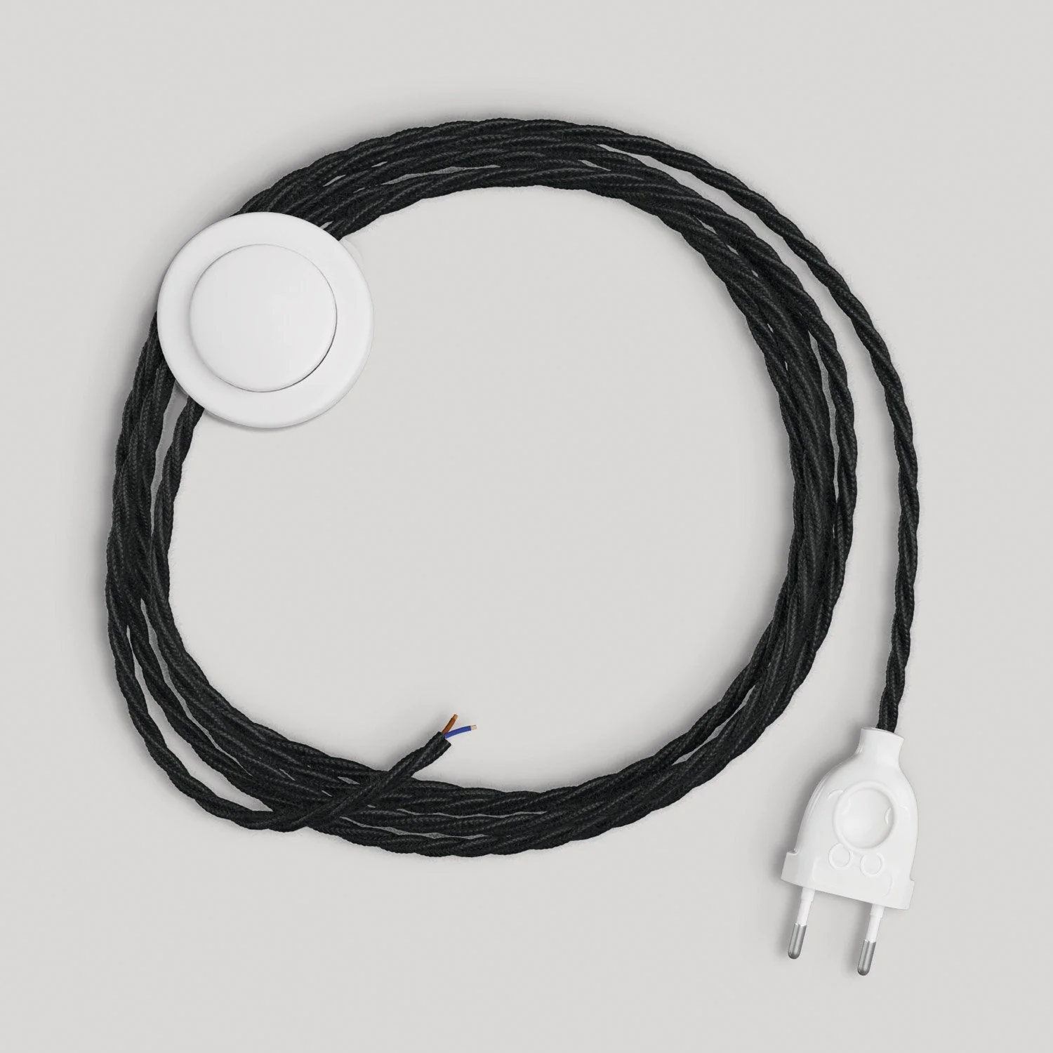 Lampenkabelsatz für Lampe mit schwarzem, geflochtenem Textilkabel, 3 m