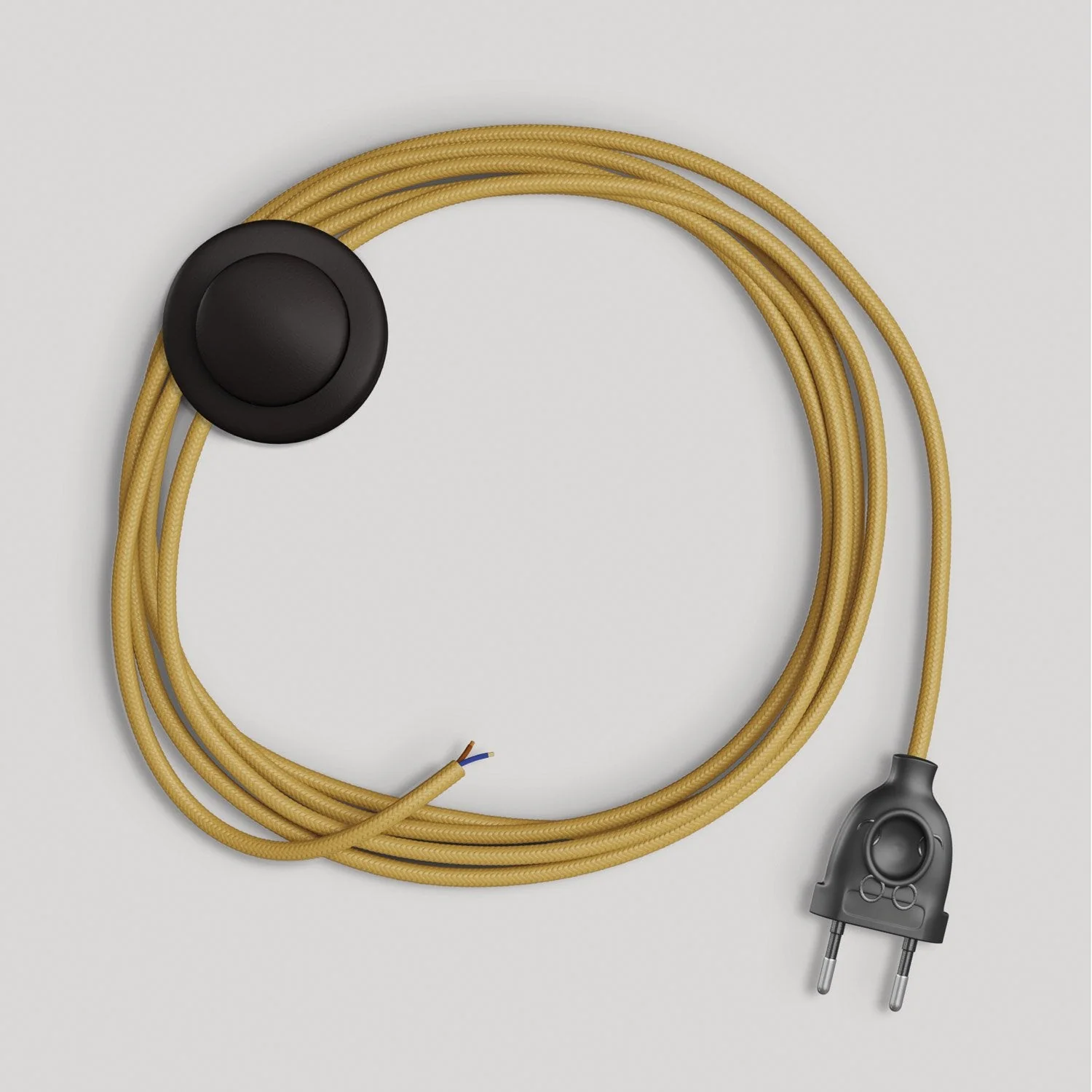 Lampenkabelsatz für Lampe mit glänzendem senfgelbem Textilkabel 3 m - Image 4