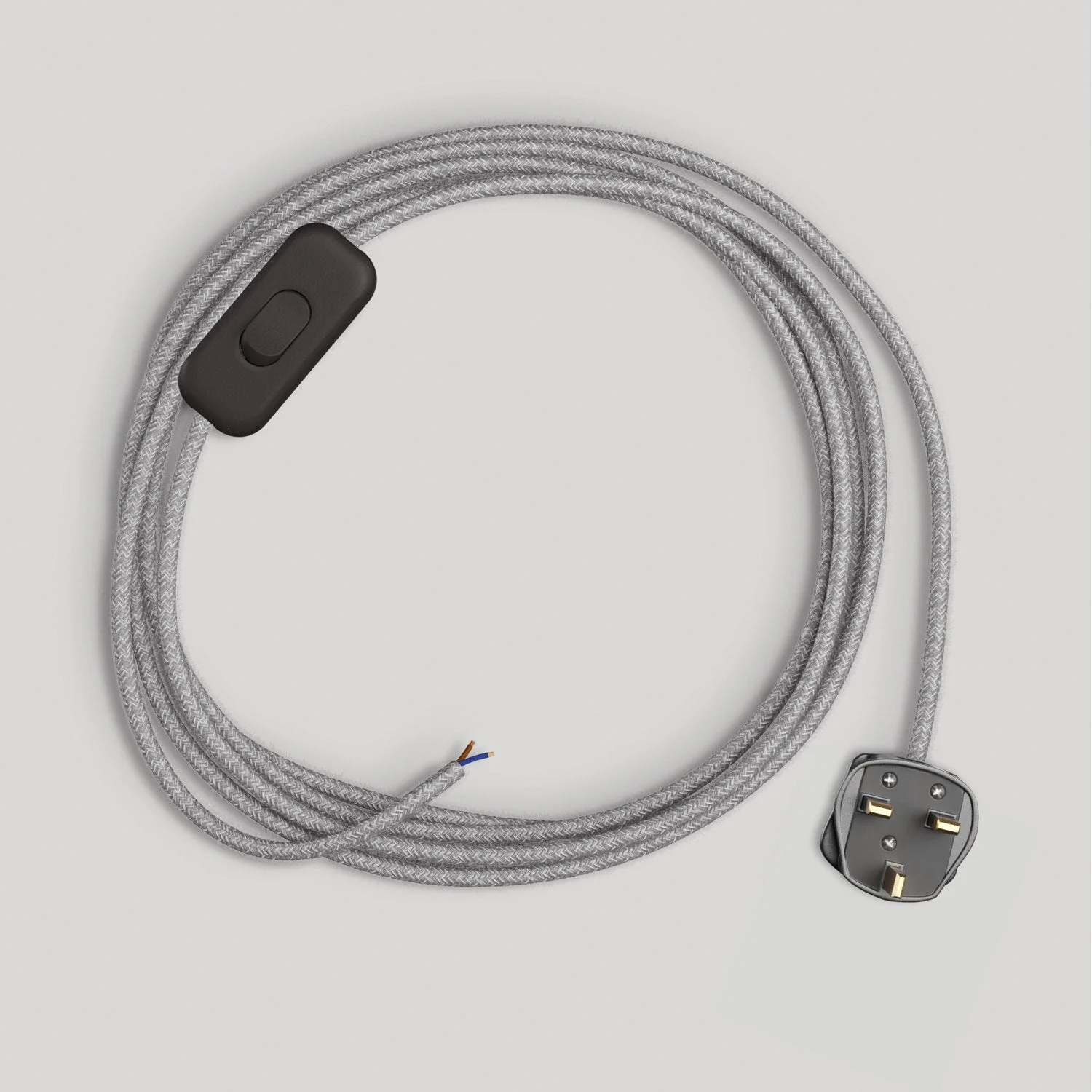 Verkabelung für Leuchte mit Leinenkabel grau 1,80 m und Stecker UK