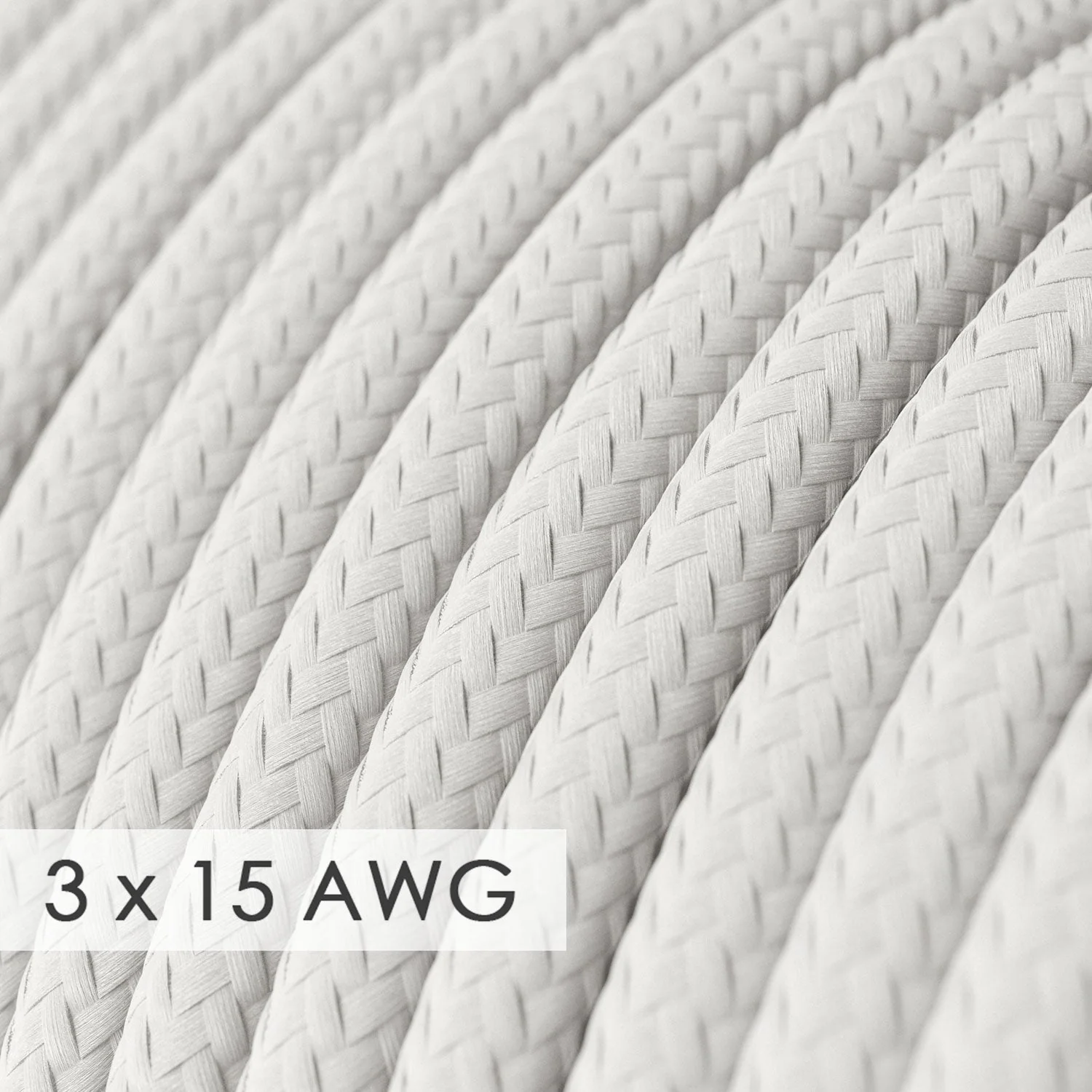 Verlängerungskabel – Rundkabel aus Rayon Weiß RM01 – 15/3 AWG - Image 2