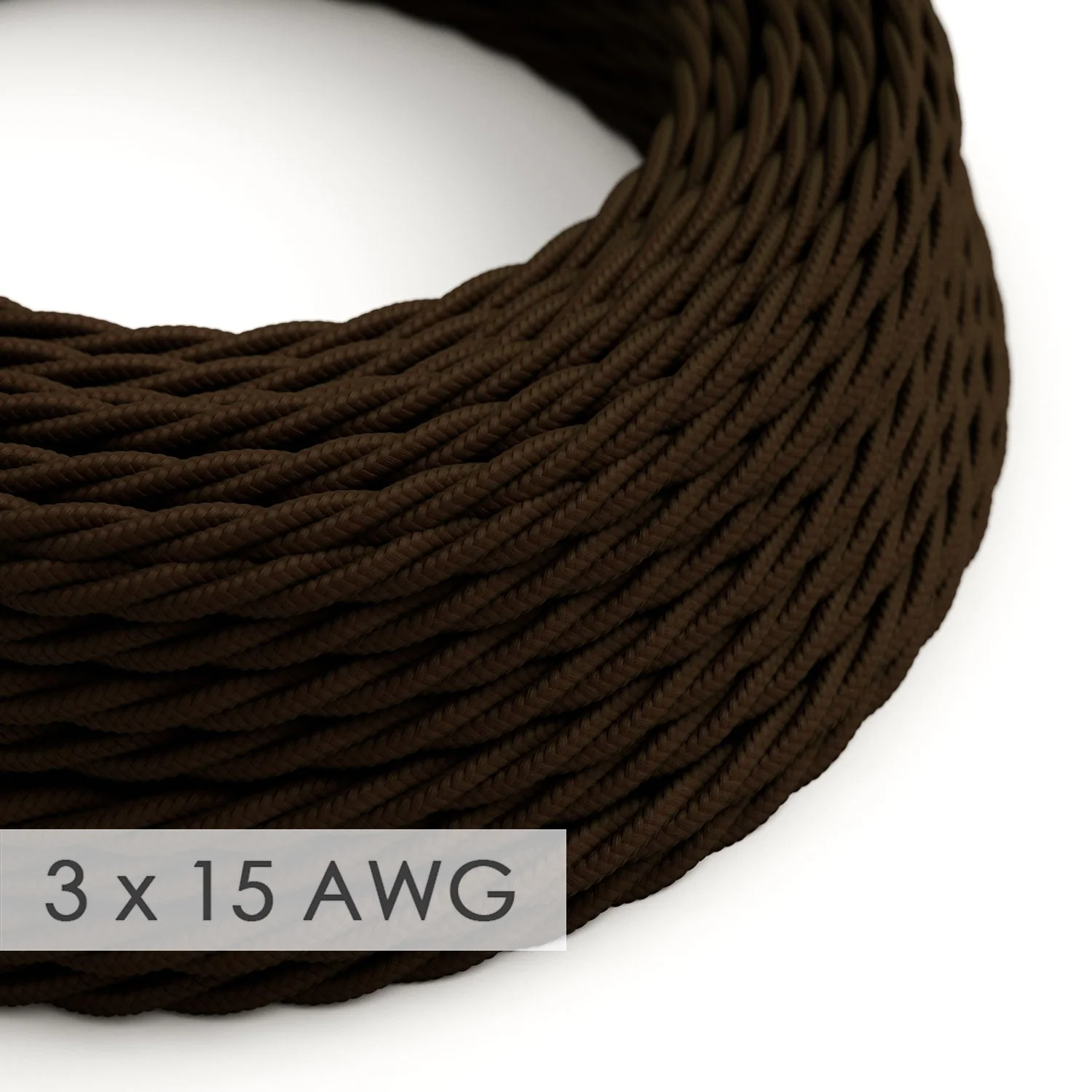 Verlängerungskabel – Gedrehtes Braunes Rayon TM13 – 15/3 AWG