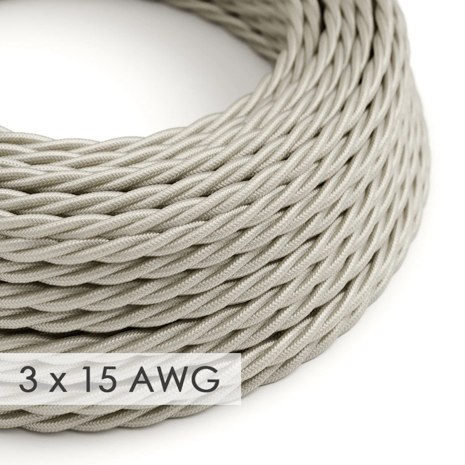 Verlängerungskabel - Gedrehte Rayonschnur Elfenbein TM00 - 15/3 AWG