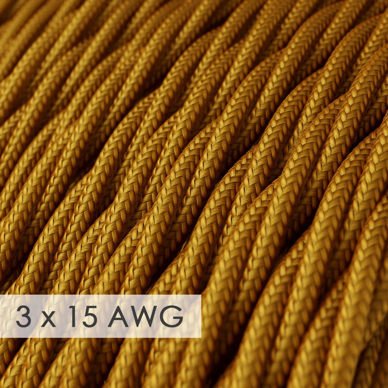 Verlängerungskabel – Gedrehtes Gold-Rayon TM05 – 15/3 AWG - Image 2